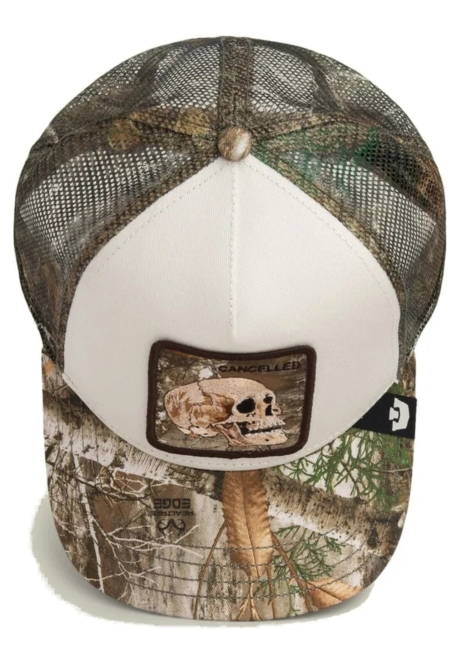 GORRA GOORIN BROS BLANCA/CAMO CALAVERA REALTREE EDGE CANCELLED SKULL TRUCKER CAP