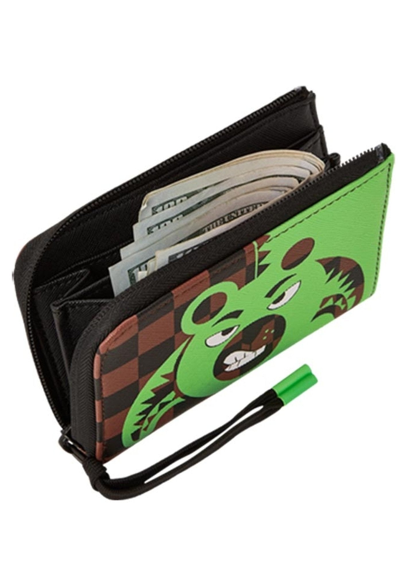 CARTERA SPRAYGROUND MARRON GREEN BEAR FACE WALLET - AREA ZERO