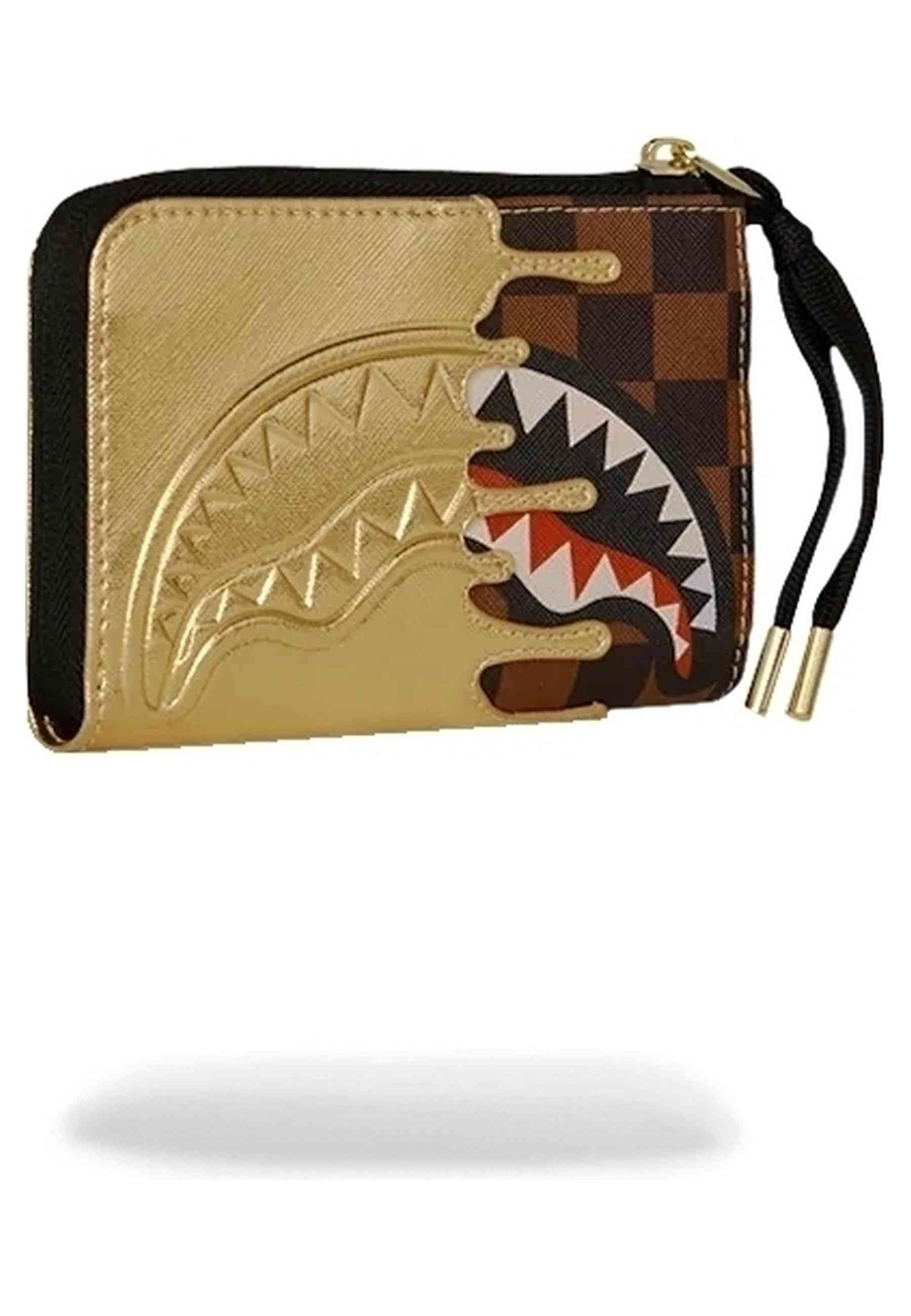 CARTERA SPRAYGROUND MARRON SHARKS IN PARIS GOLD DRIP WALLET