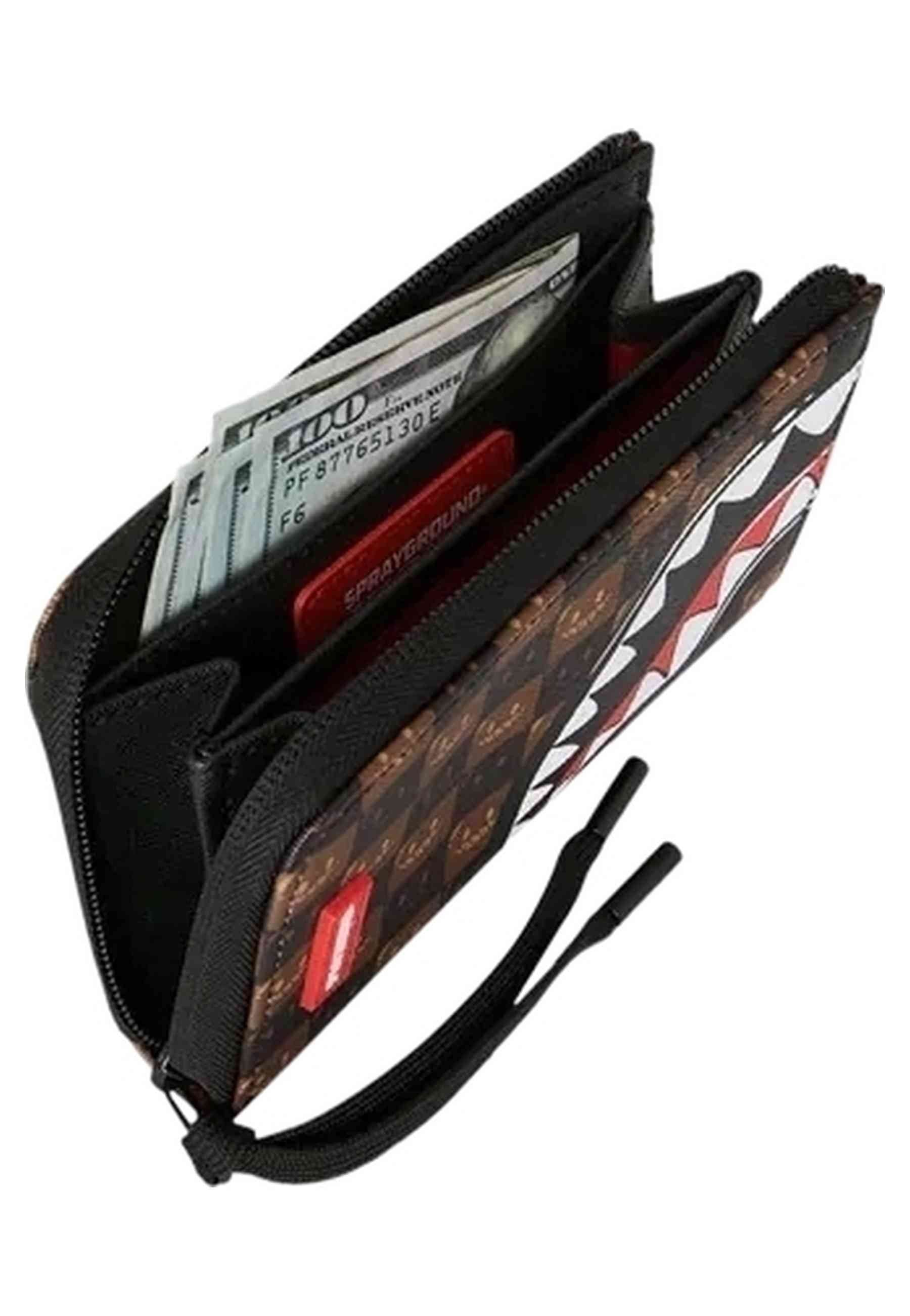 CARTERA SPRAYGROUND MARRON SHARKS IN PARIS WTF BUBBLE BROWN CHECK WALLET