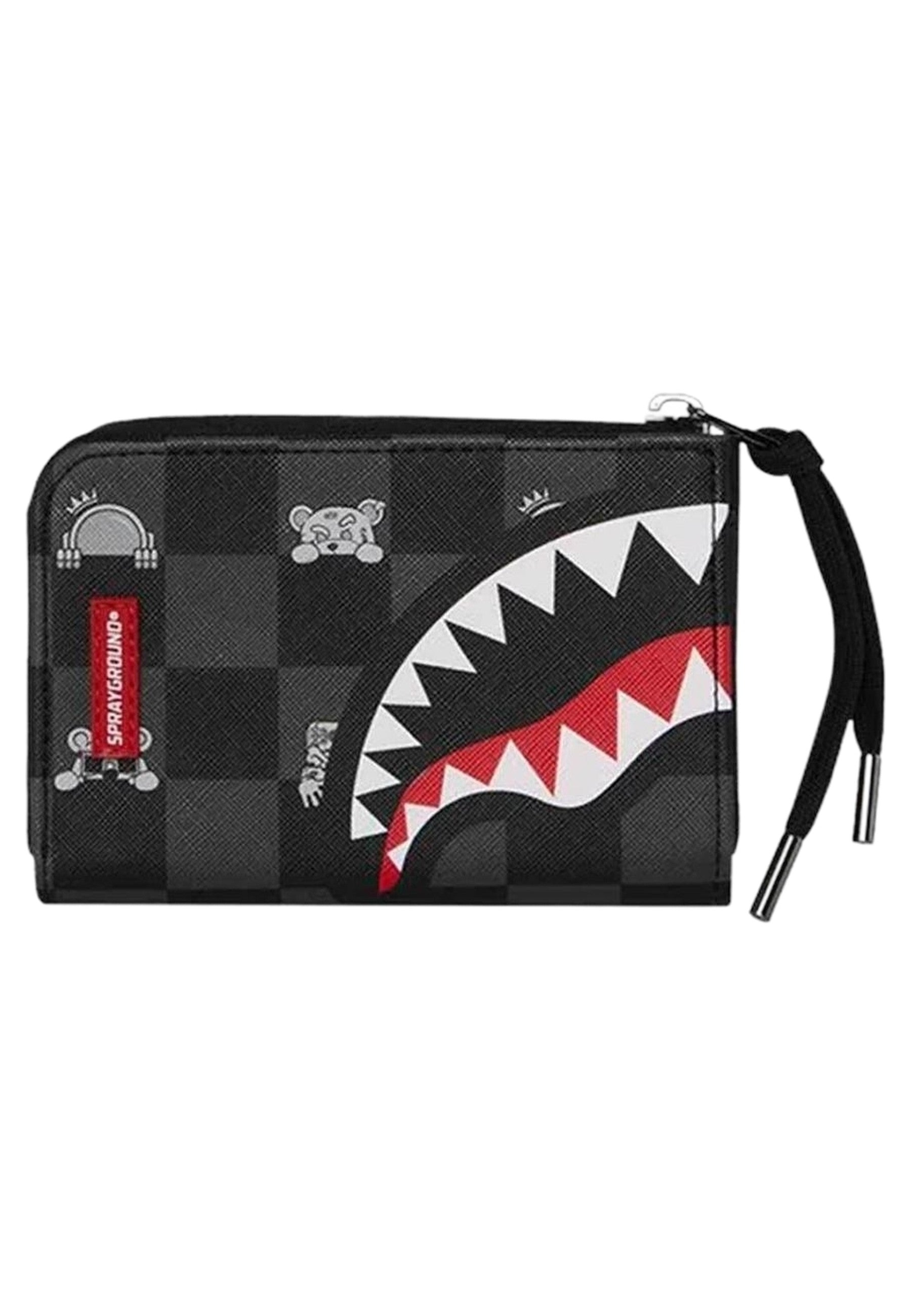 CARTERA SPRAYGROUND NEGRA GRAY PEEKING CHARACHTER CHECK WALLET
