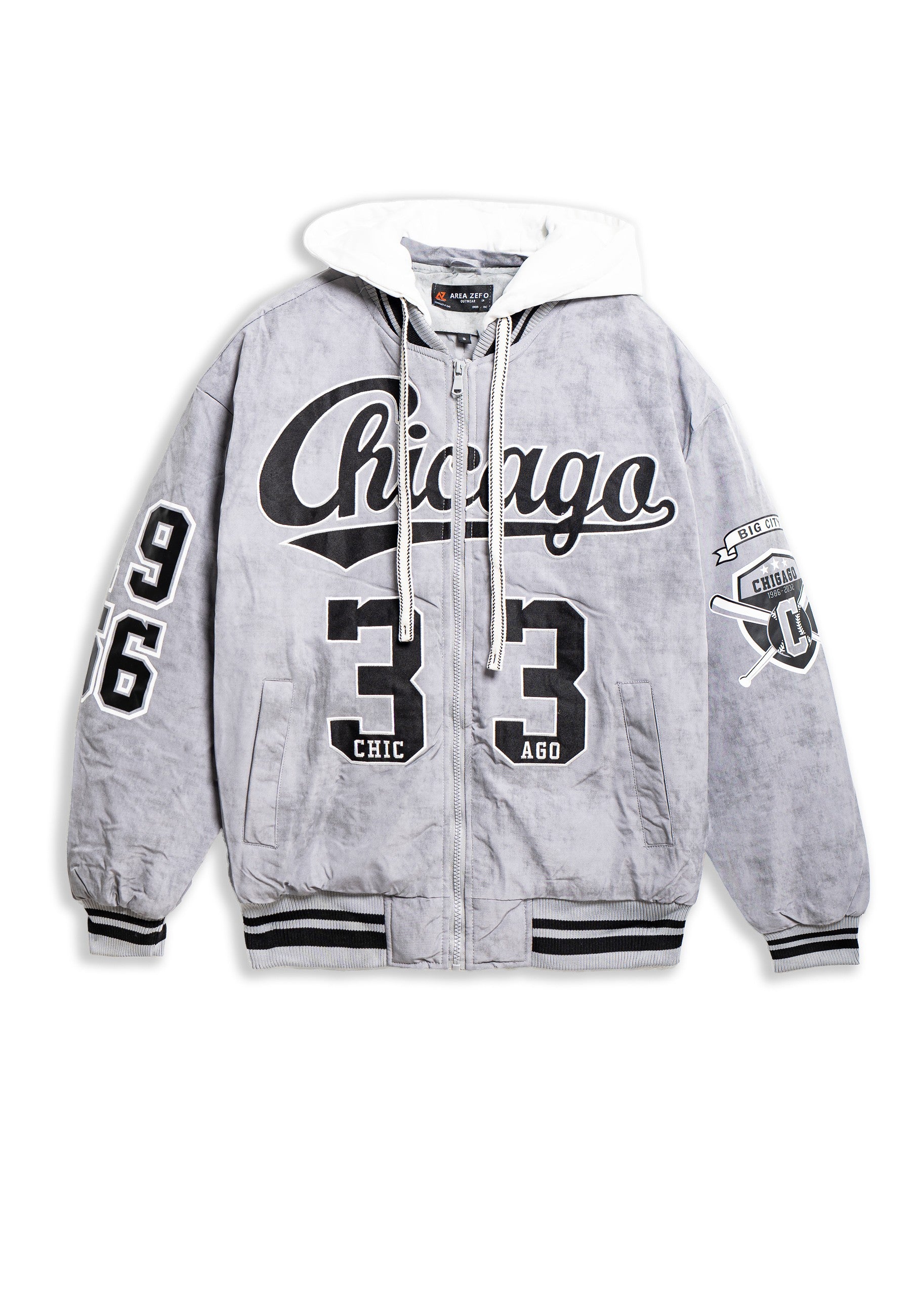 CAZADORA GRIS CHICAGO 33 VARSITY JACKET