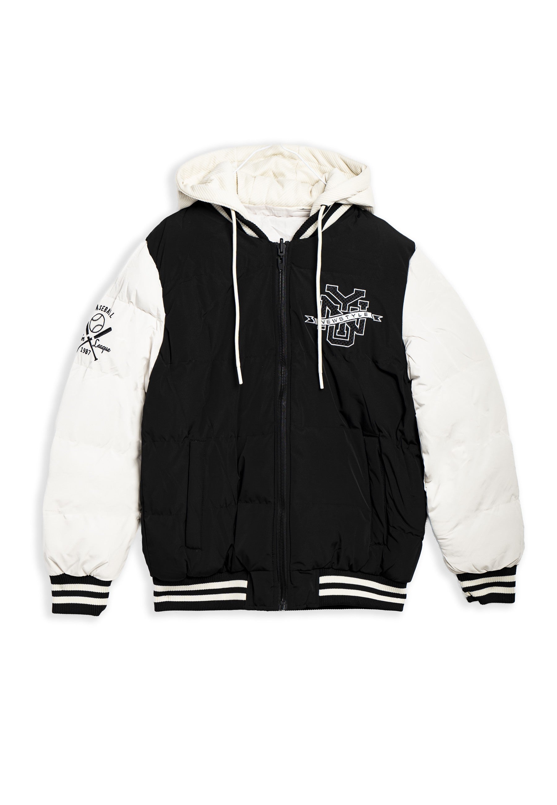 CAZADORA NEGRA NEW STYLE REVERSIBLE VARSITY JACKET
