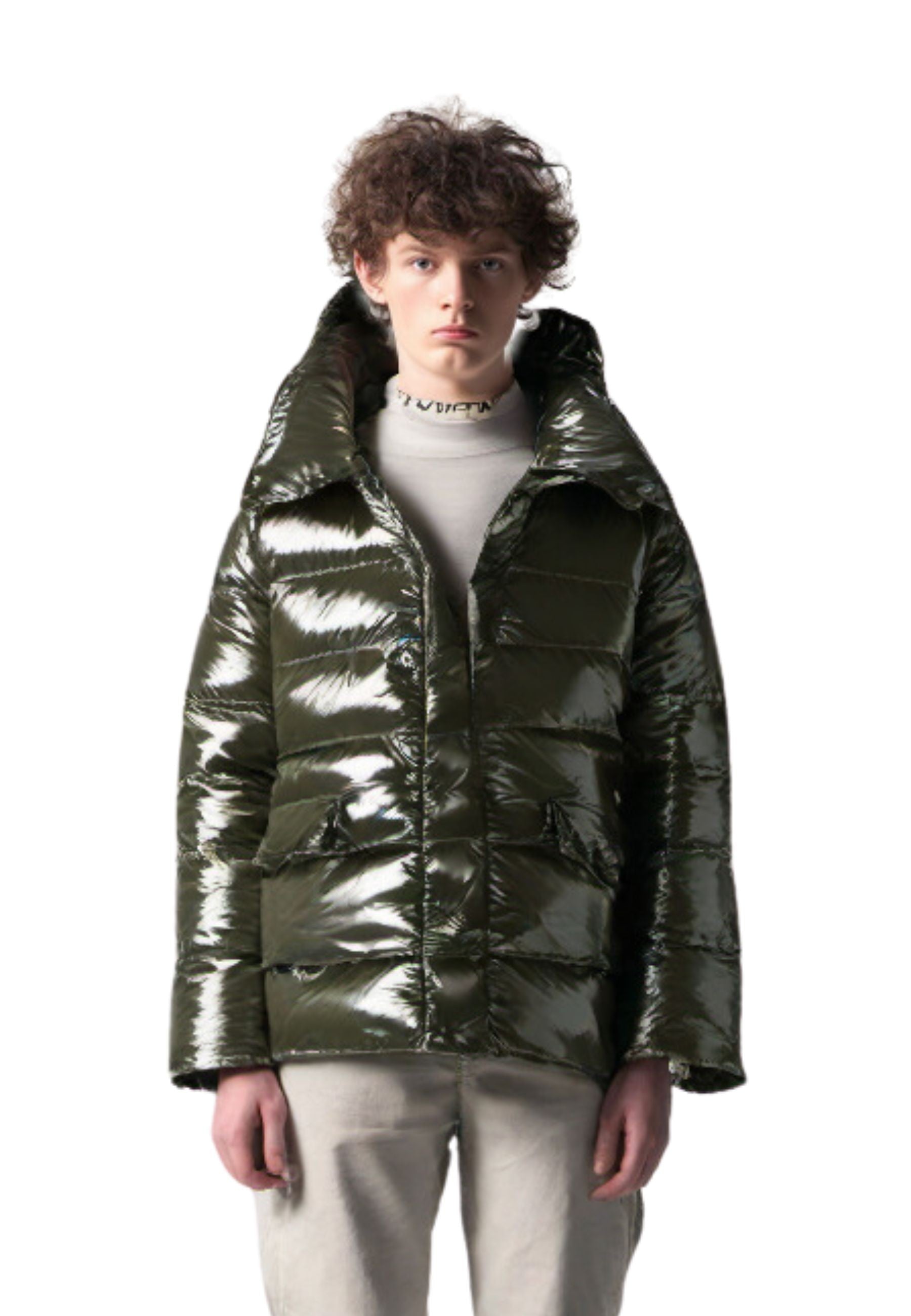CAZADORA VERDE SHINNY PADDED JACKET