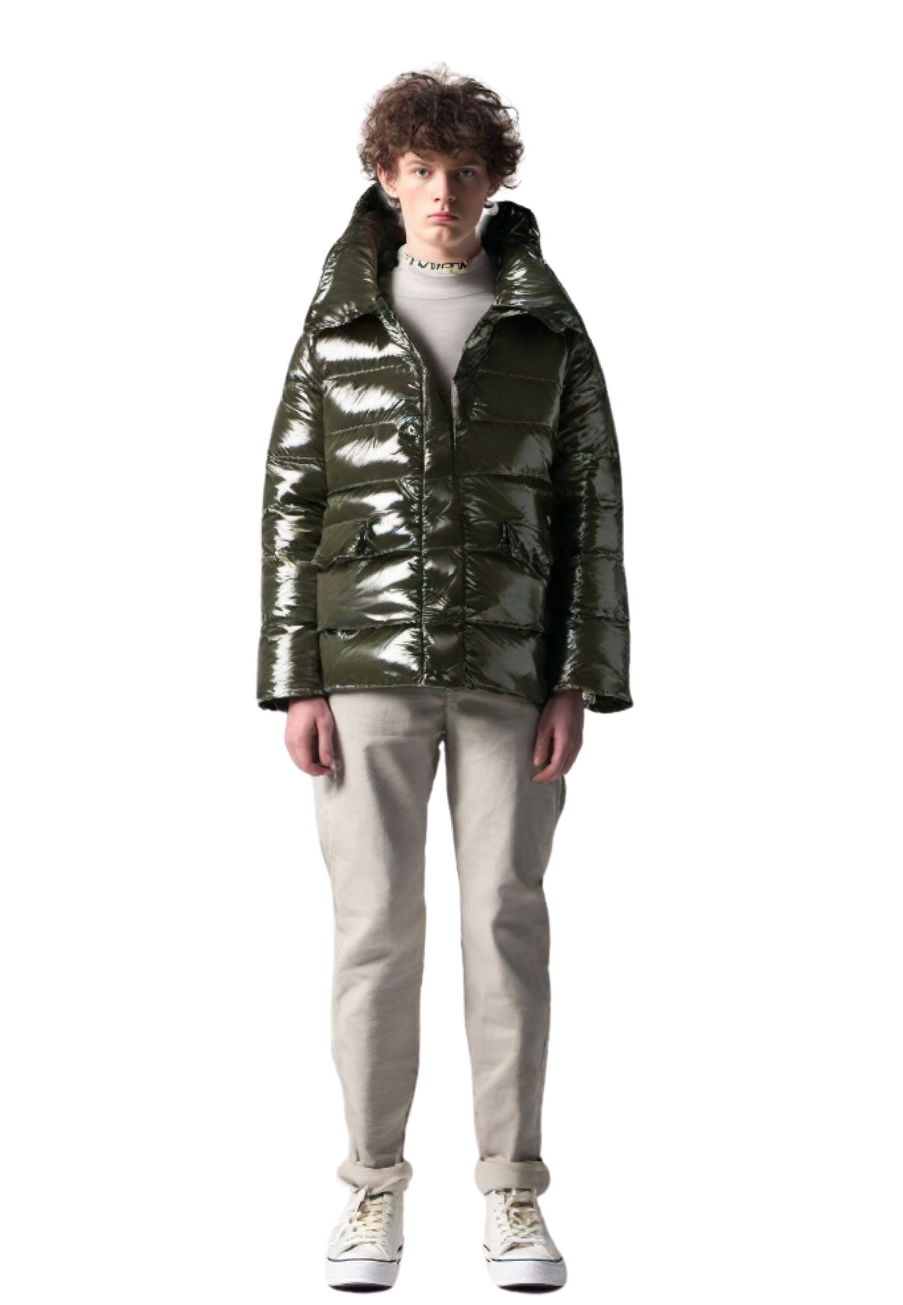 CAZADORA VERDE SHINNY PADDED JACKET