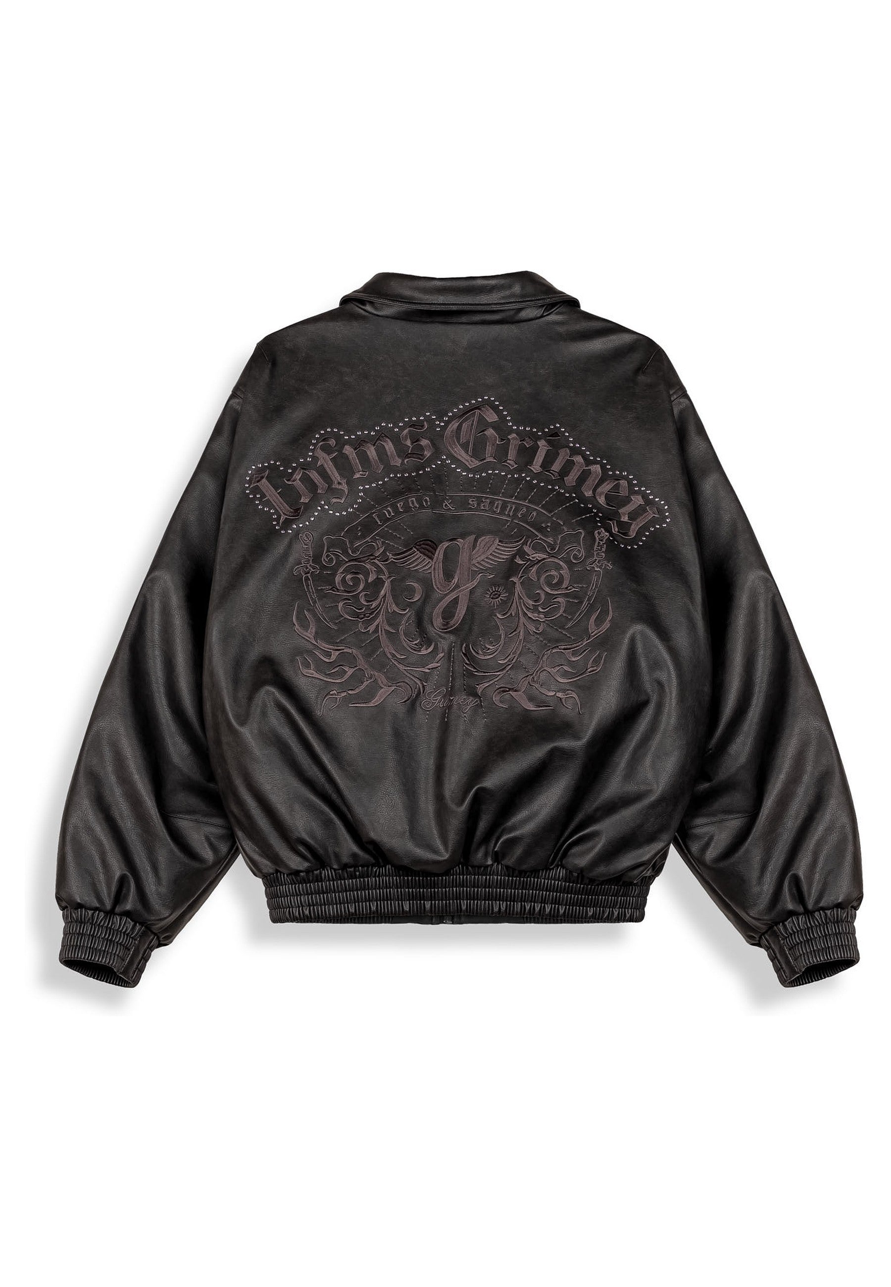 CAZADORA GRIMEY NEGRA CHIEF WATCHER PU LEATHER BOMBER JACKET