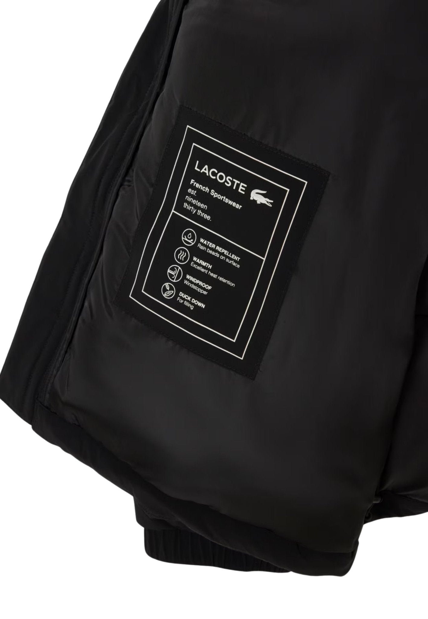 CAZADORA LACOSTE NEGRA HOODED WATERPROOF PADDED JACKET - AREA ZERO