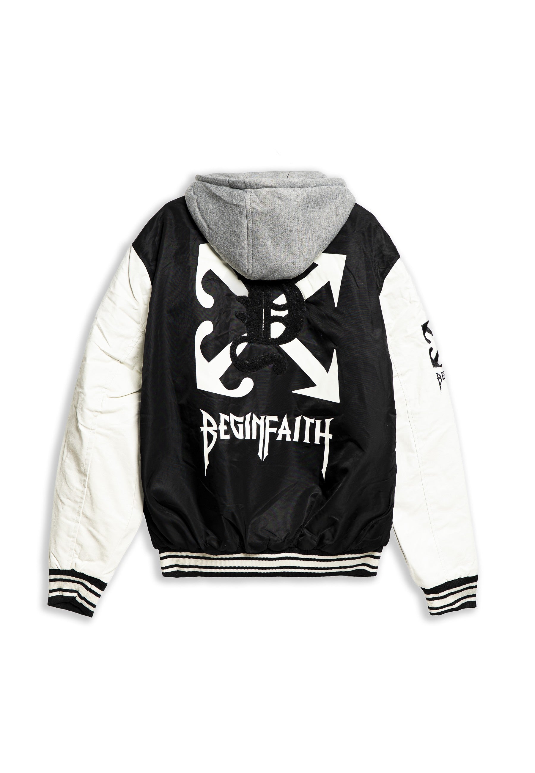 CAZADORA NEGRA DETROIT HOODED VARSITY JACKET