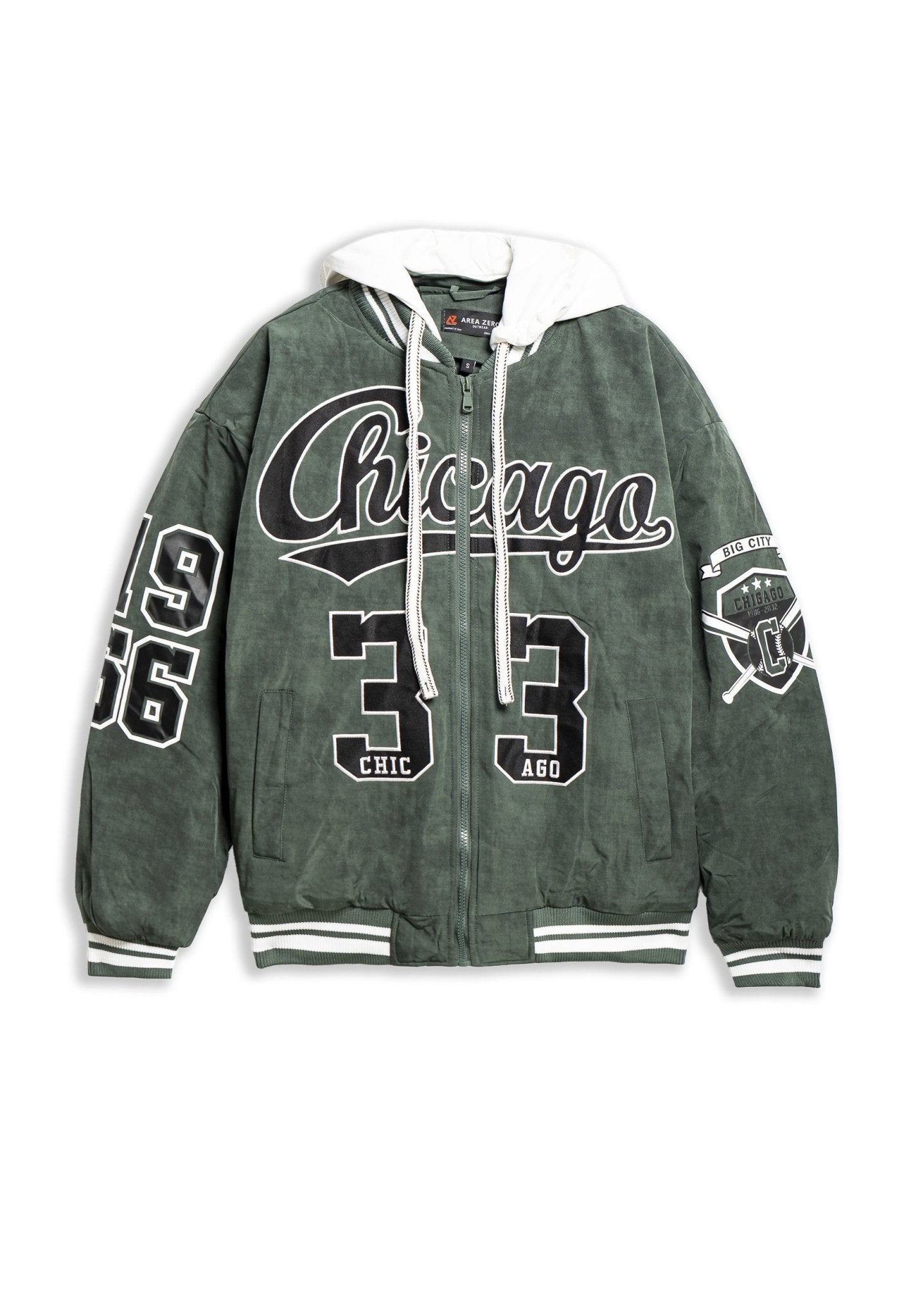 CAZADORA VERDE CHICAGO 33 VARSITY JACKET - AREA ZERO