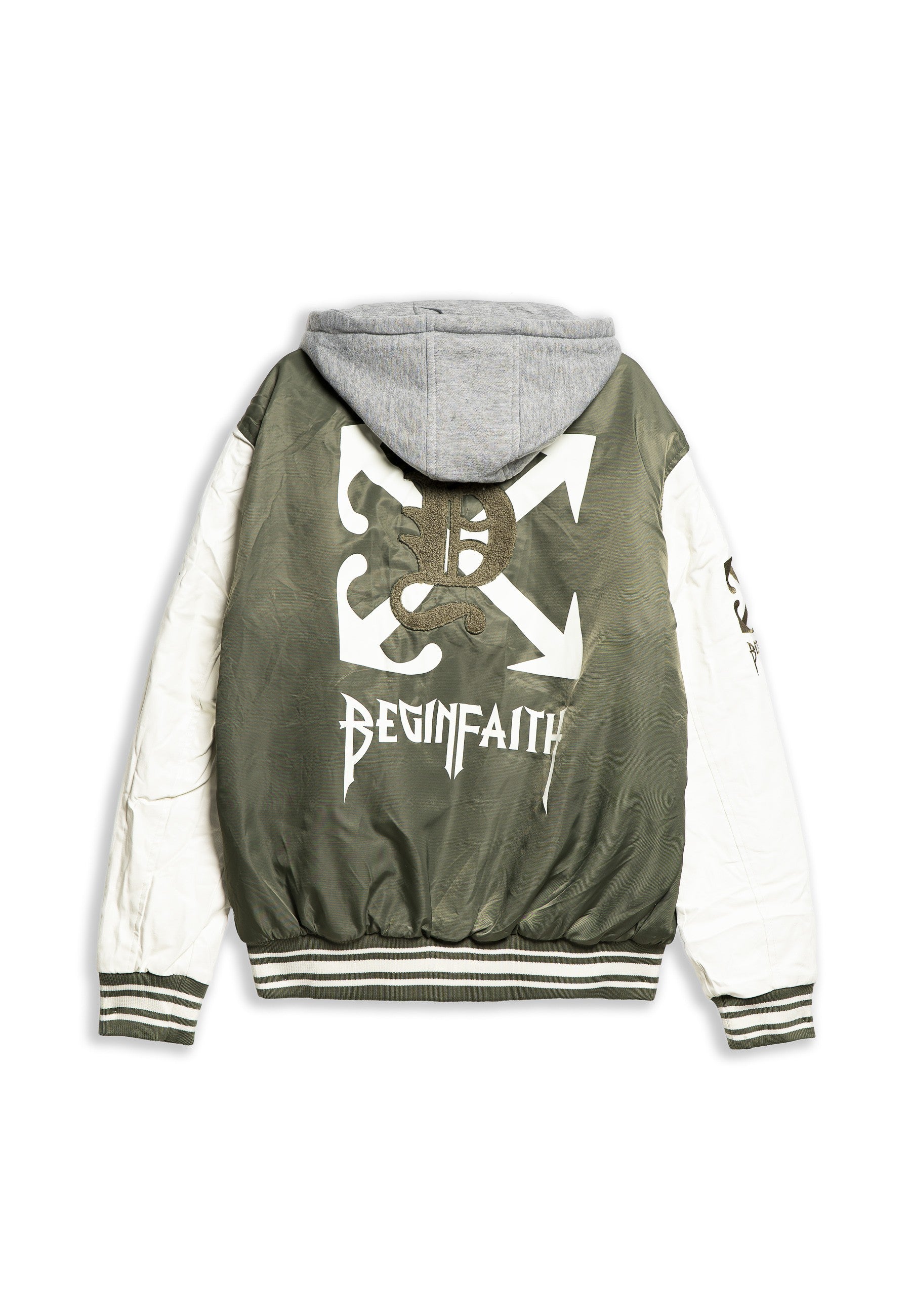 CAZADORA VERDE DETROIT HOODED VARSITY JACKET