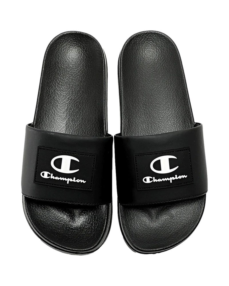 CHANCLAS CHAMPION NEGRAS ARUBO RUBER PATCH SLIDES - AREA ZERO