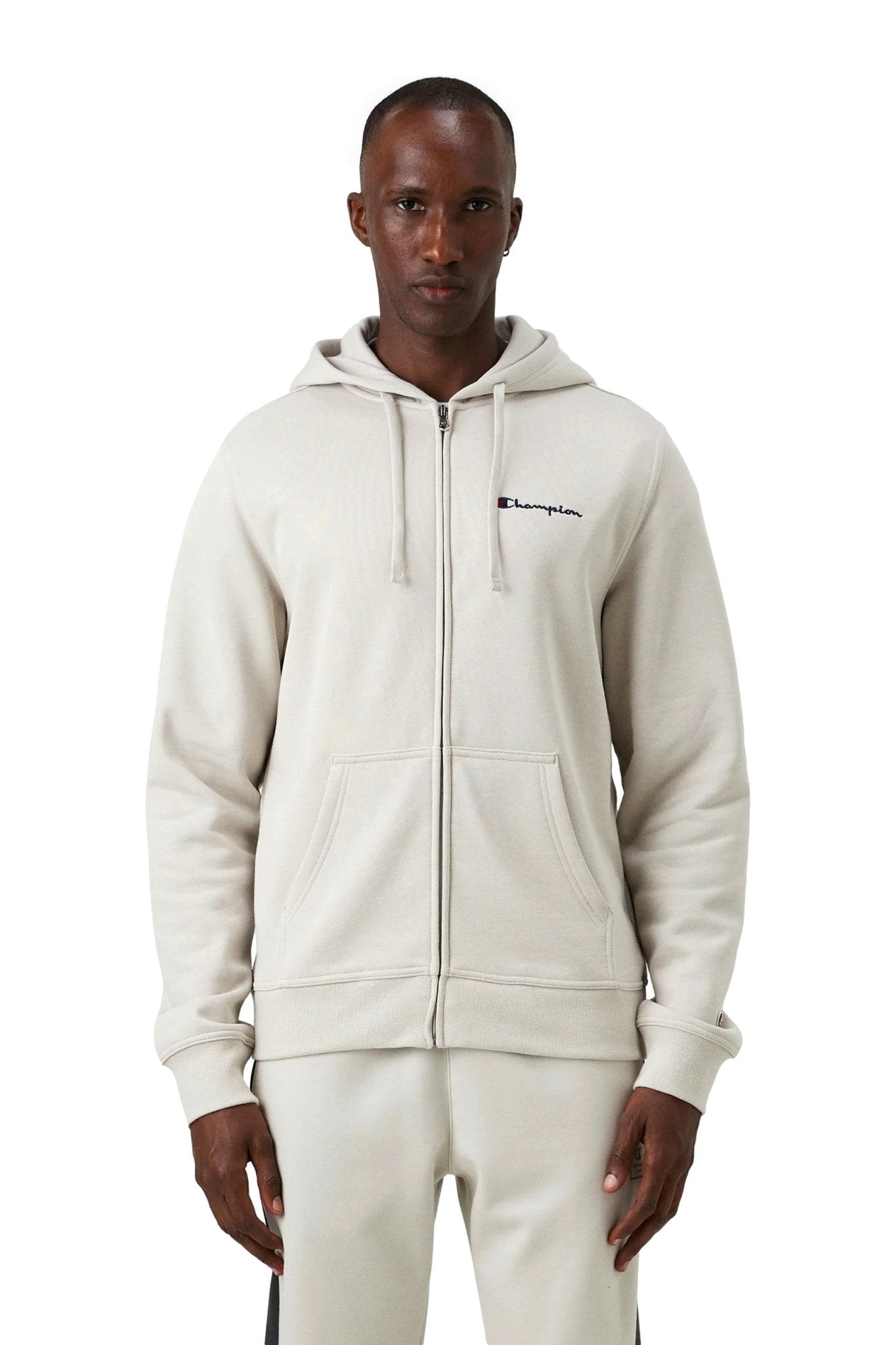 CHAQUETA CHAMPION BEIGE SMALL LOGO HOODED FULL ZIP SWEATSHIRT - AREA ZERO