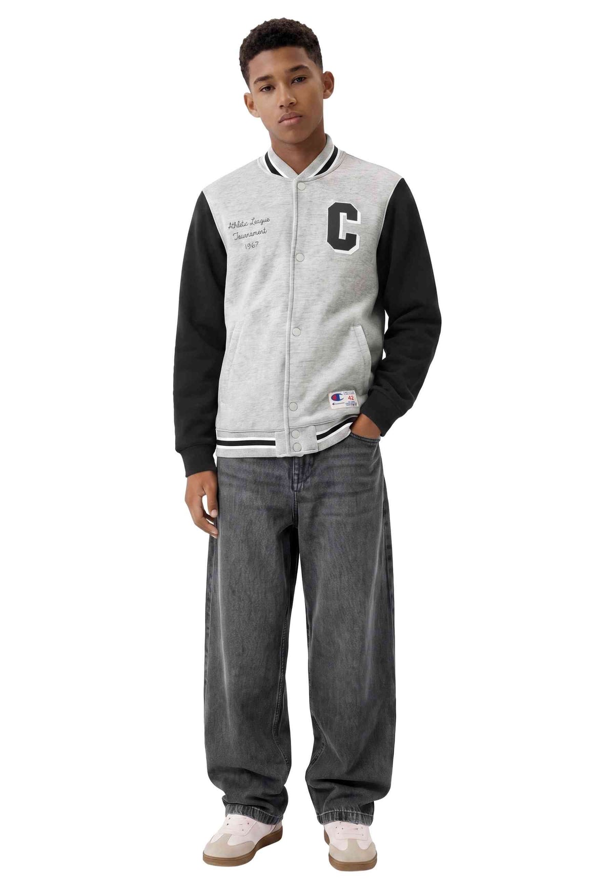 CHAQUETA CHAMPION JUNIOR GRIS BUTTONED BOMBER SWEATCHIRT
