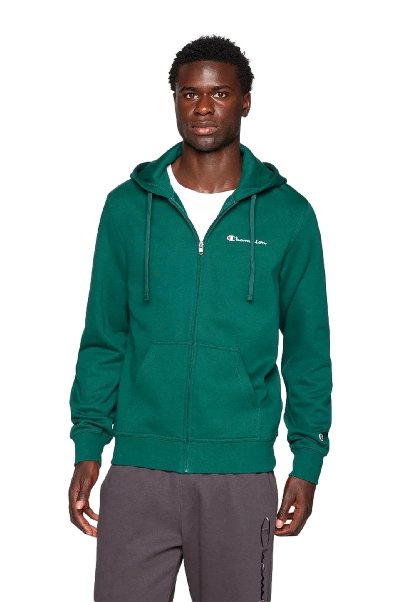 CHAQUETA CHAMPION VERDE SMALL LOGO HOODED FULL ZIP SWEATSHIRT - AREA ZERO