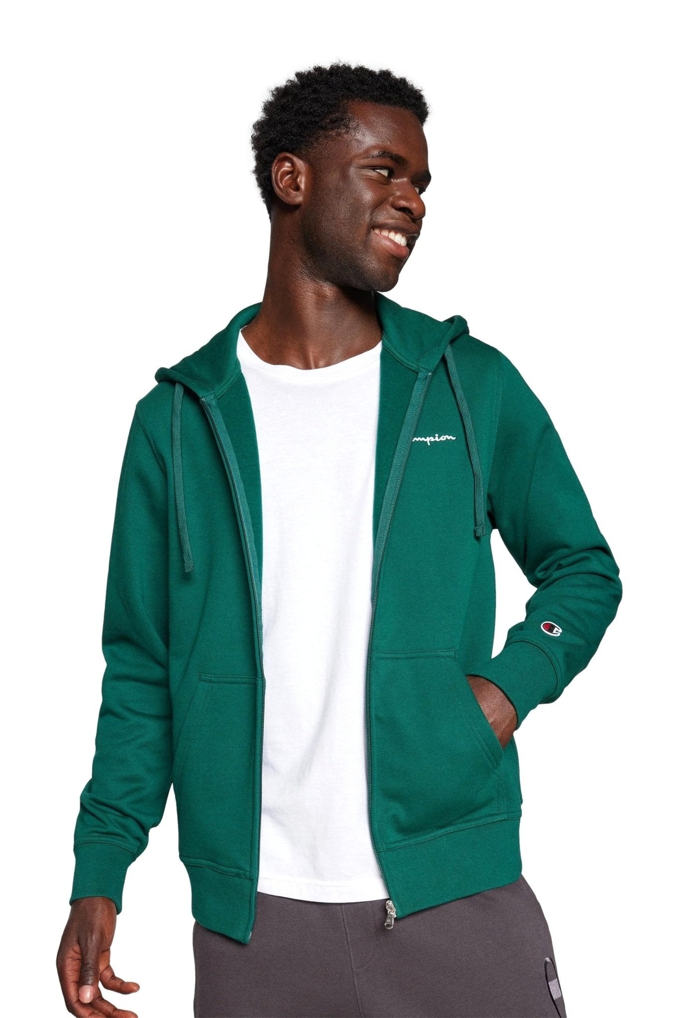 CHAQUETA CHAMPION VERDE SMALL LOGO HOODED FULL ZIP SWEATSHIRT - AREA ZERO