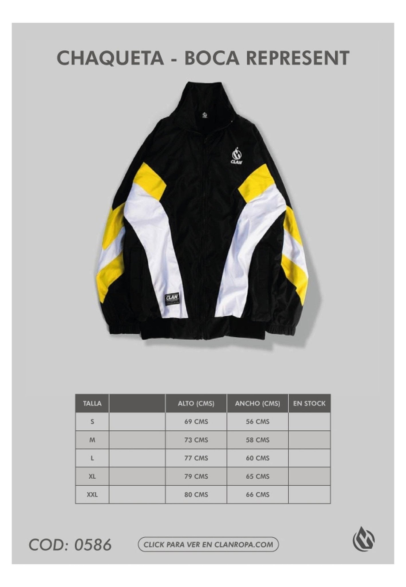 CHAQUETA CLAN NEGRA BOCA REPRESENT WINDBREAKER - AREA ZERO