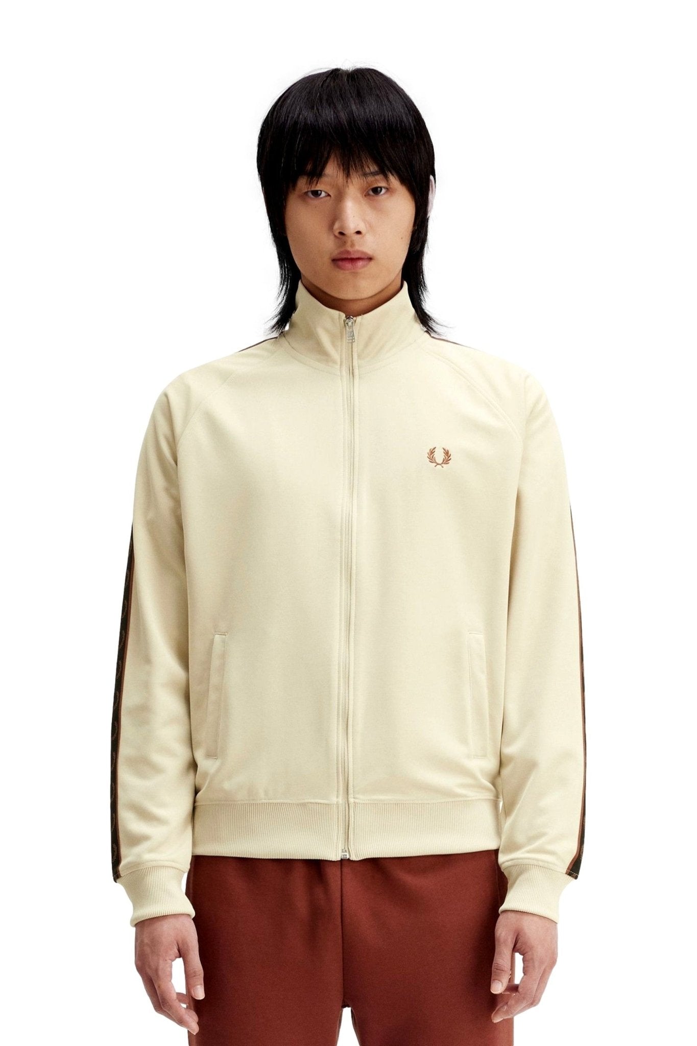 CHAQUETA FRED PERRY BEIGE CONTRAST TAPE TRACK JACKET - AREA ZERO