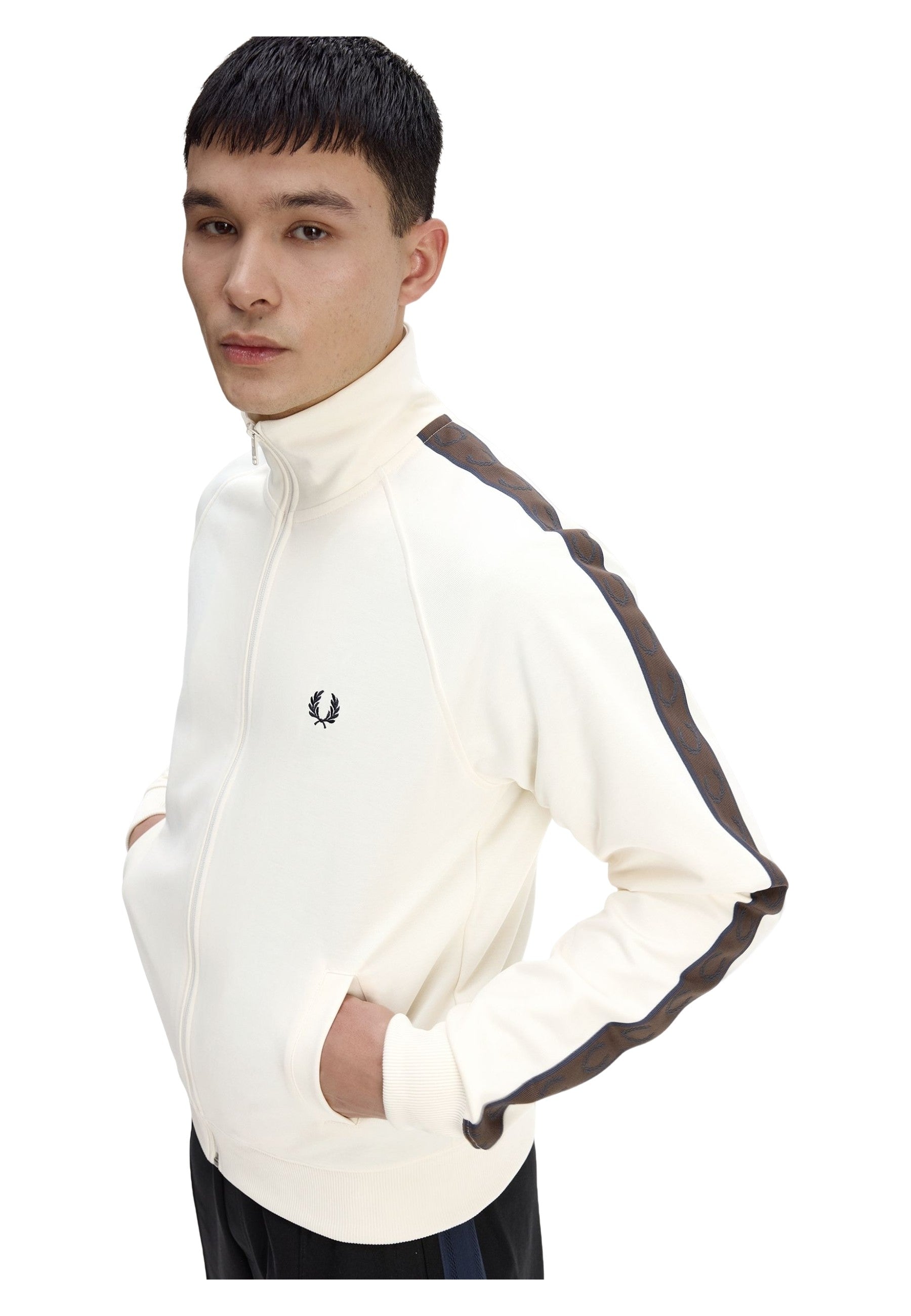 CHAQUETA FRED PERRY BEIGE CONTRAST TAPE TRACKJACKET
