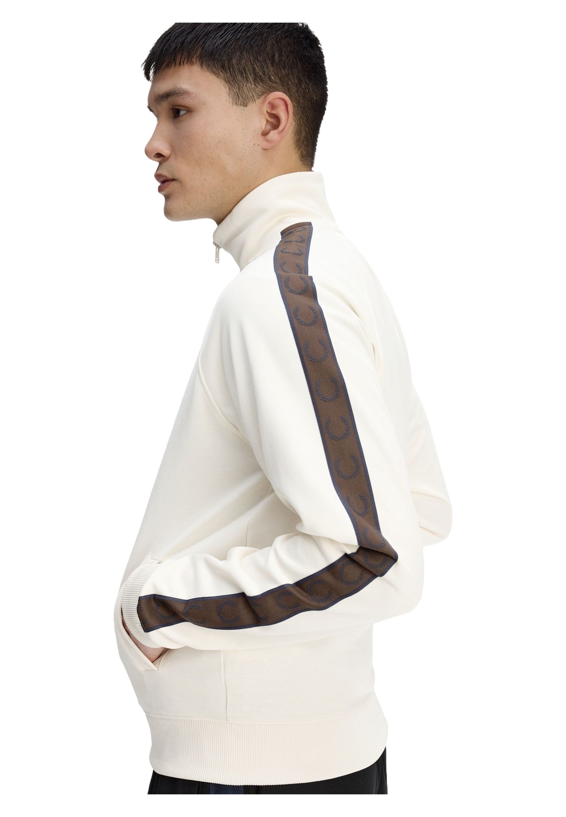 CHAQUETA FRED PERRY BEIGE CONTRAST TAPE TRACKJACKET