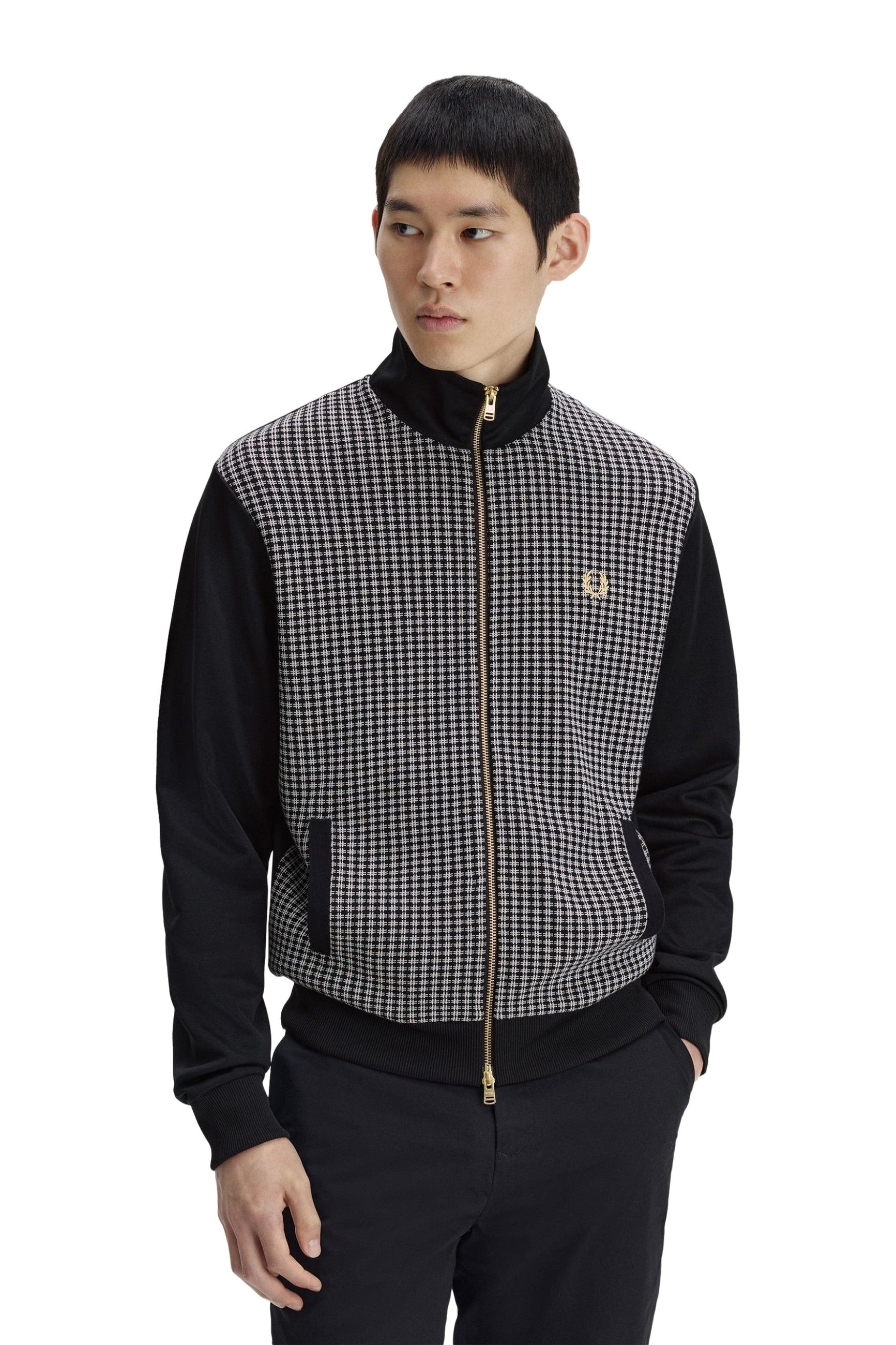 CHAQUETA FRED PERRY NEGRA KNITTED FRONT TRACK JACKET