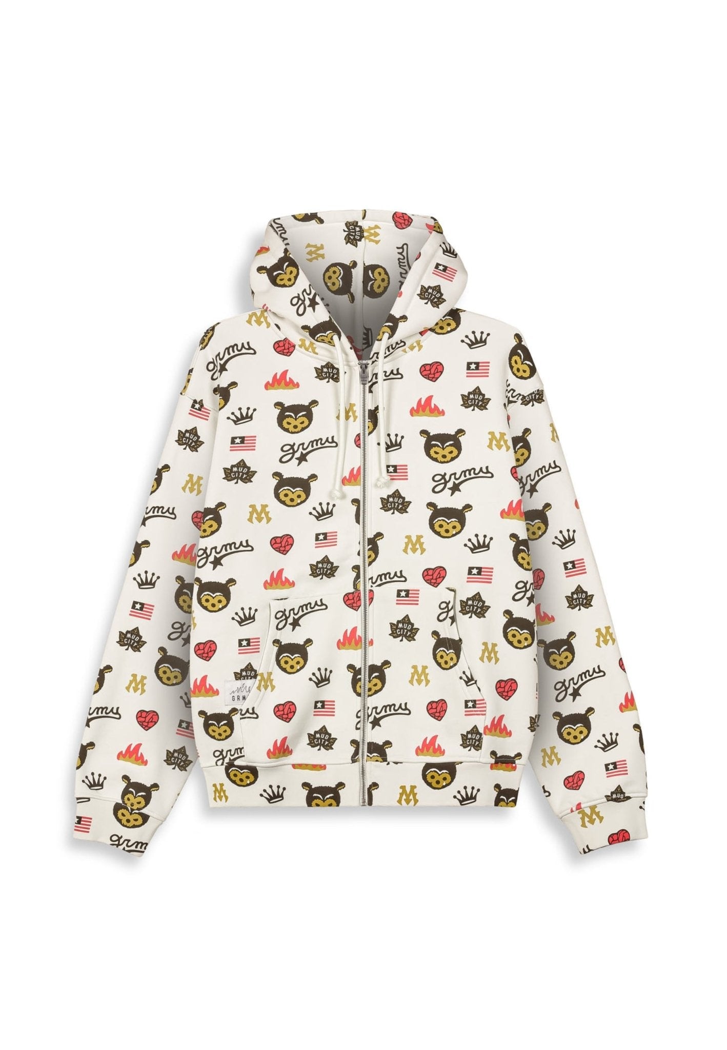 CHAQUETA GRIMEY BLANCA MUDS THE RESIDENCE REGULAR ZIPPER HOODIE - AREA ZERO