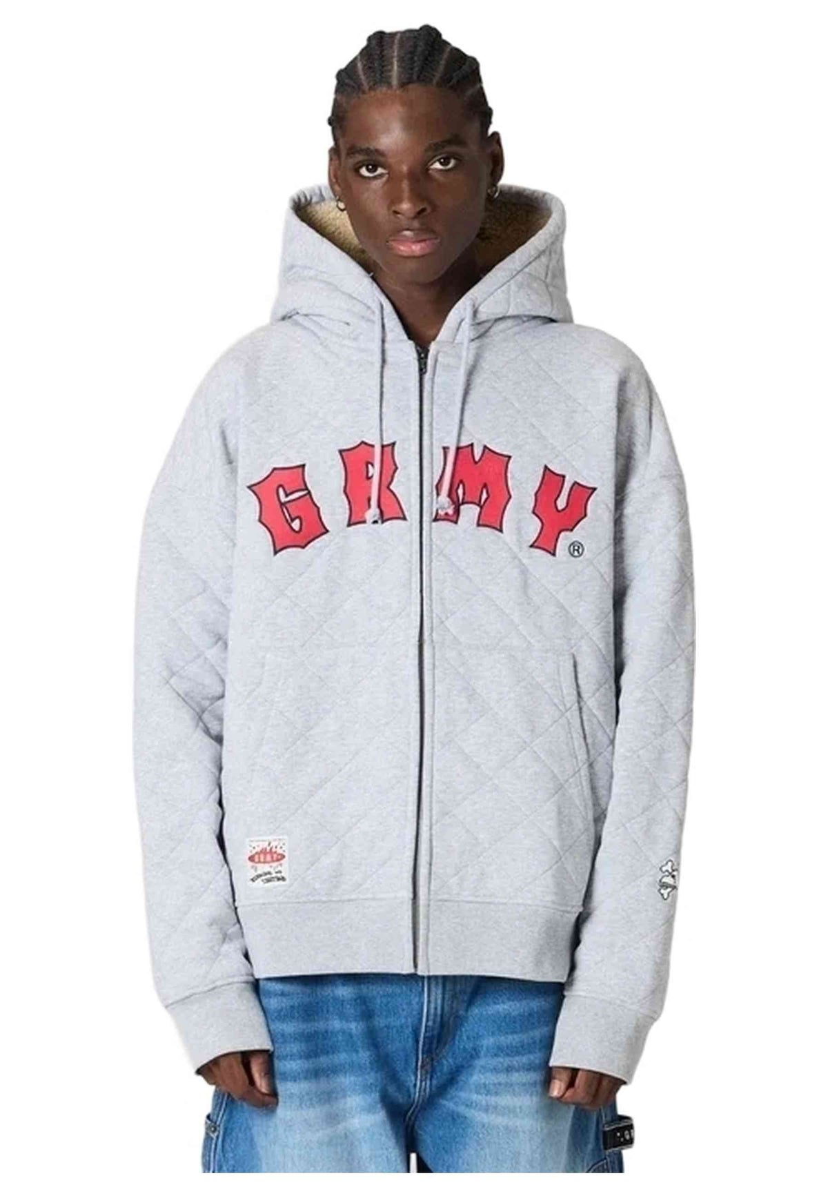 CHAQUETA GRIMEY GRIS THE PROPS QUILTED ZIP HOODIE