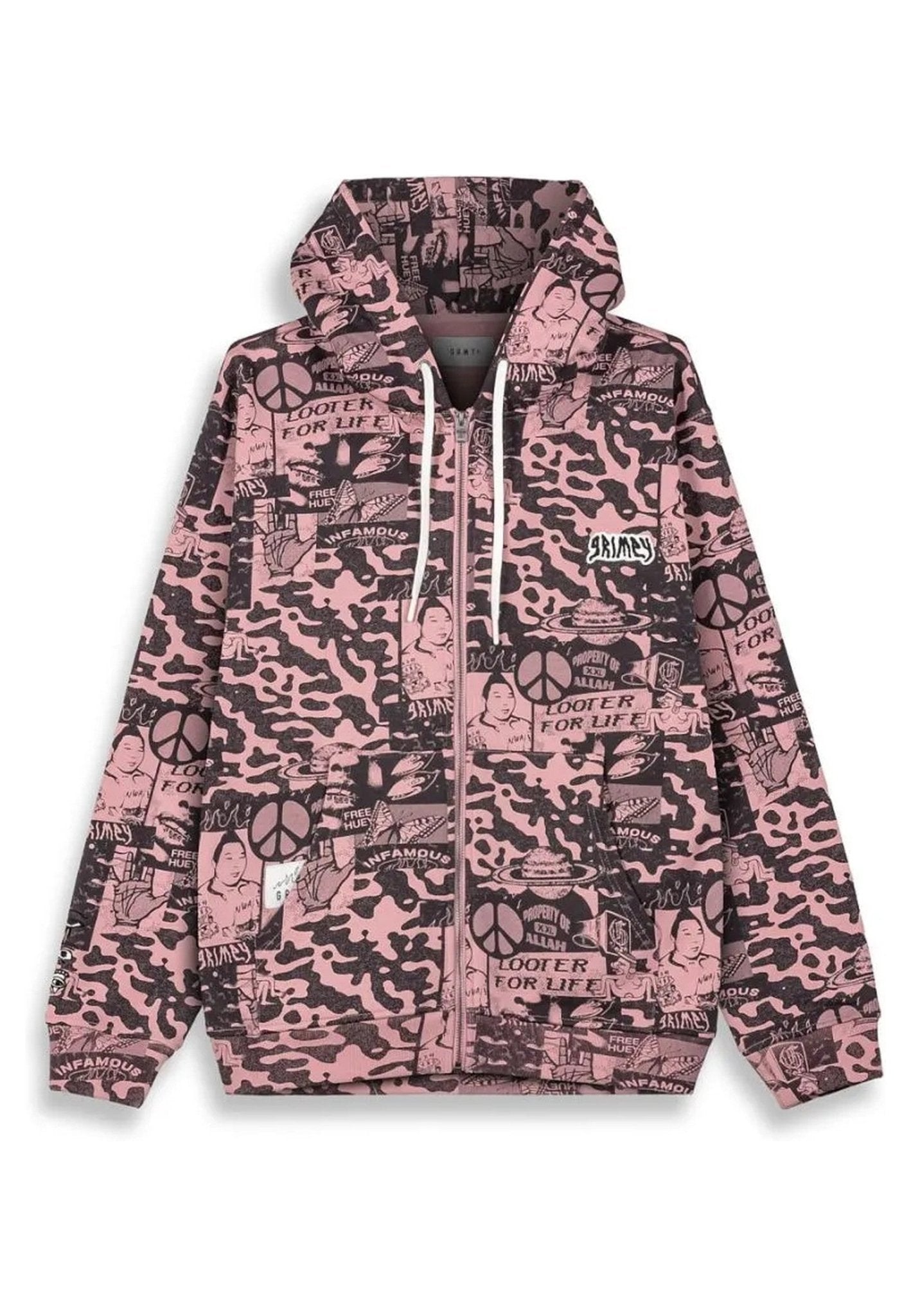 CHAQUETA GRIMEY ROSA PEACE WITHIN ALL OVER PRINT REGULAR ZIPPER HOODIE - AREA ZERO