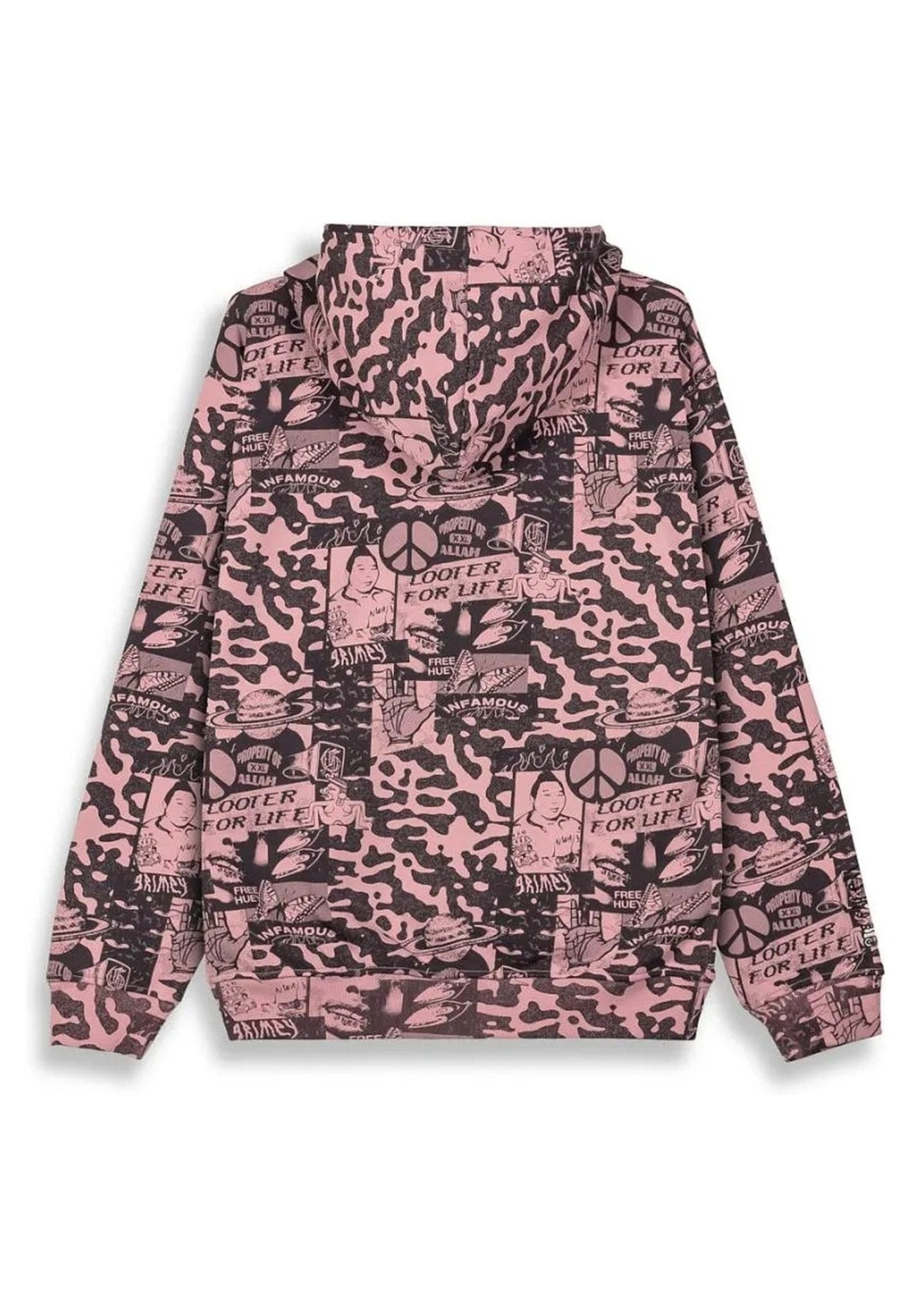 CHAQUETA GRIMEY ROSA PEACE WITHIN ALL OVER PRINT REGULAR ZIPPER HOODIE - AREA ZERO
