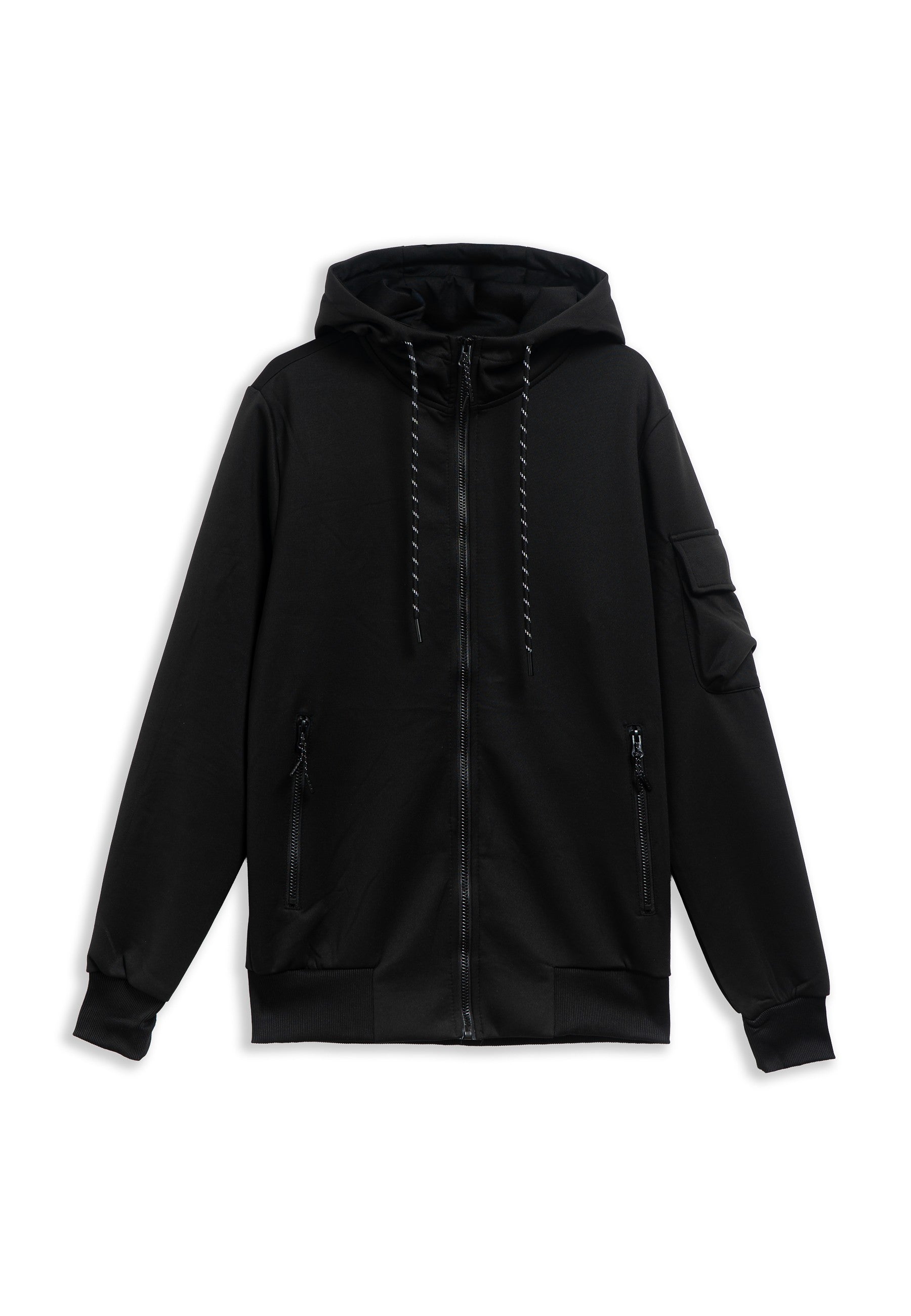CHAQUETA NEGRA POLY TECH ARM POCKET TRACKJACKET
