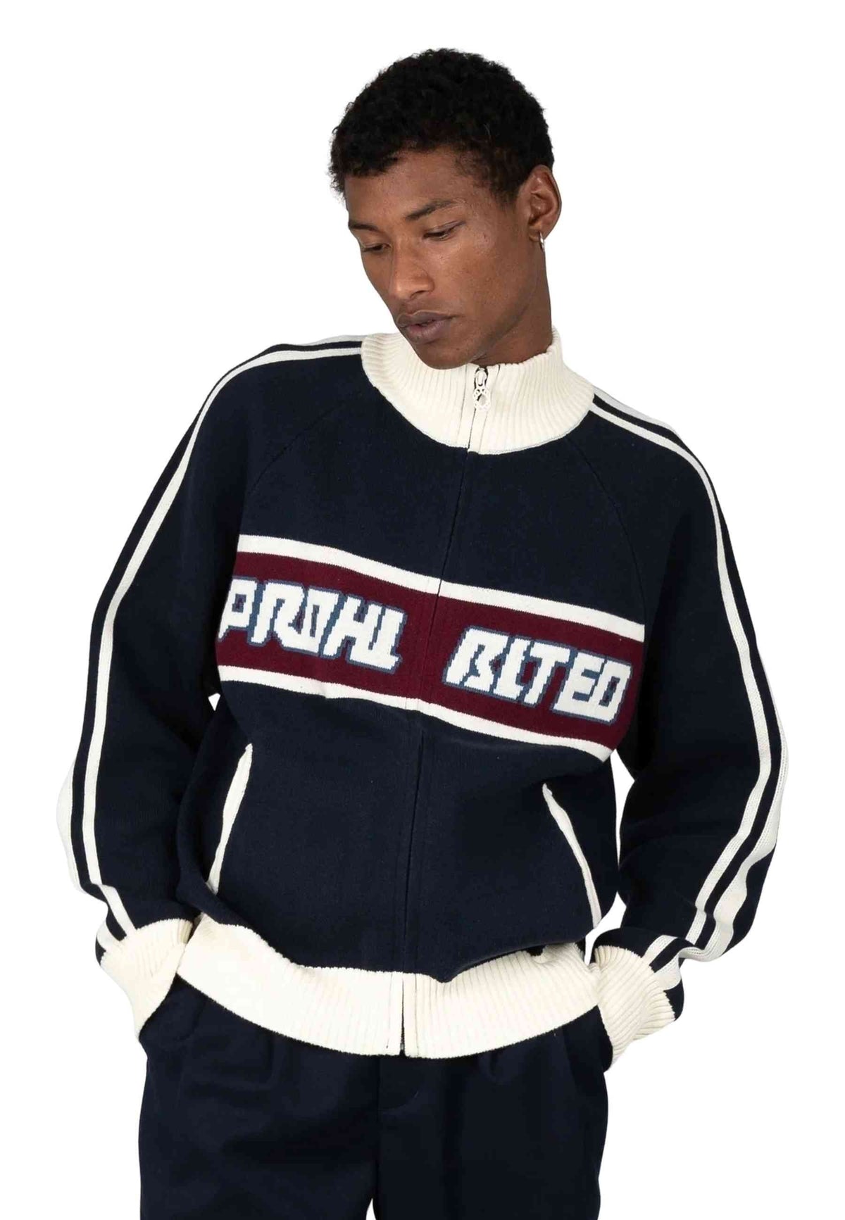 CHAQUETA PROHIBITED MARINO LETTERMAN KNIT JACKET