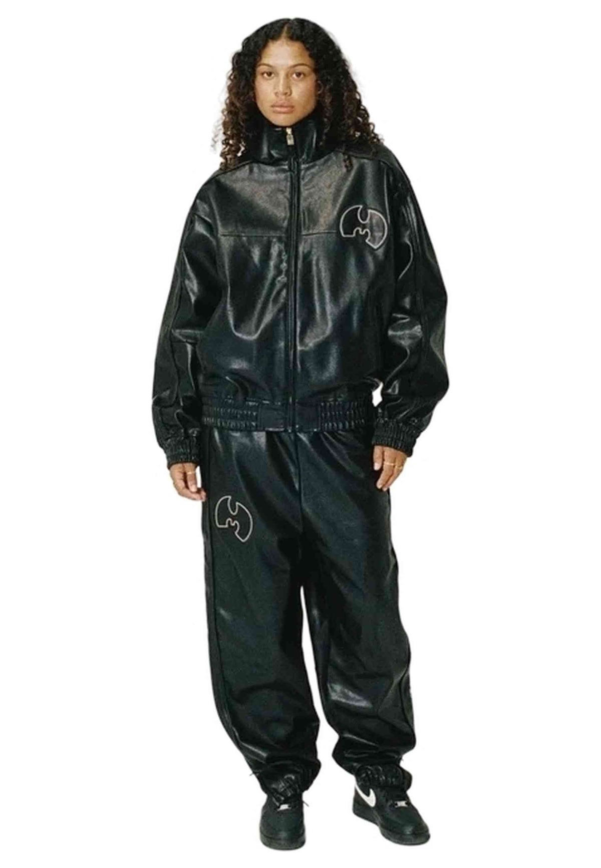 GIACCA TICAL X GRIMEY NERA PU LEATHER TRACK JACKET