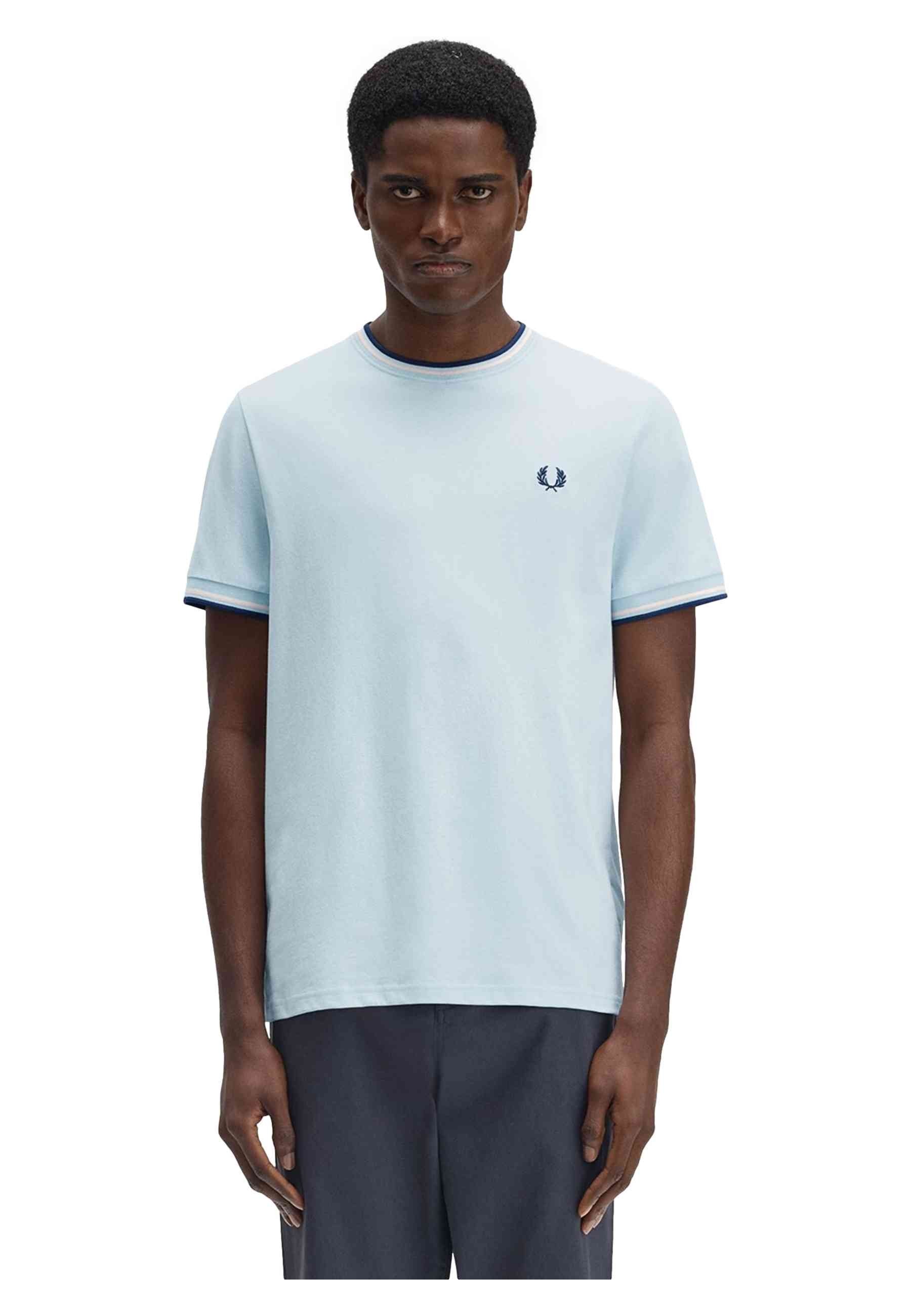 CMAISETA FRED PERRY CELESTE CONTRAST RIBETED TEE