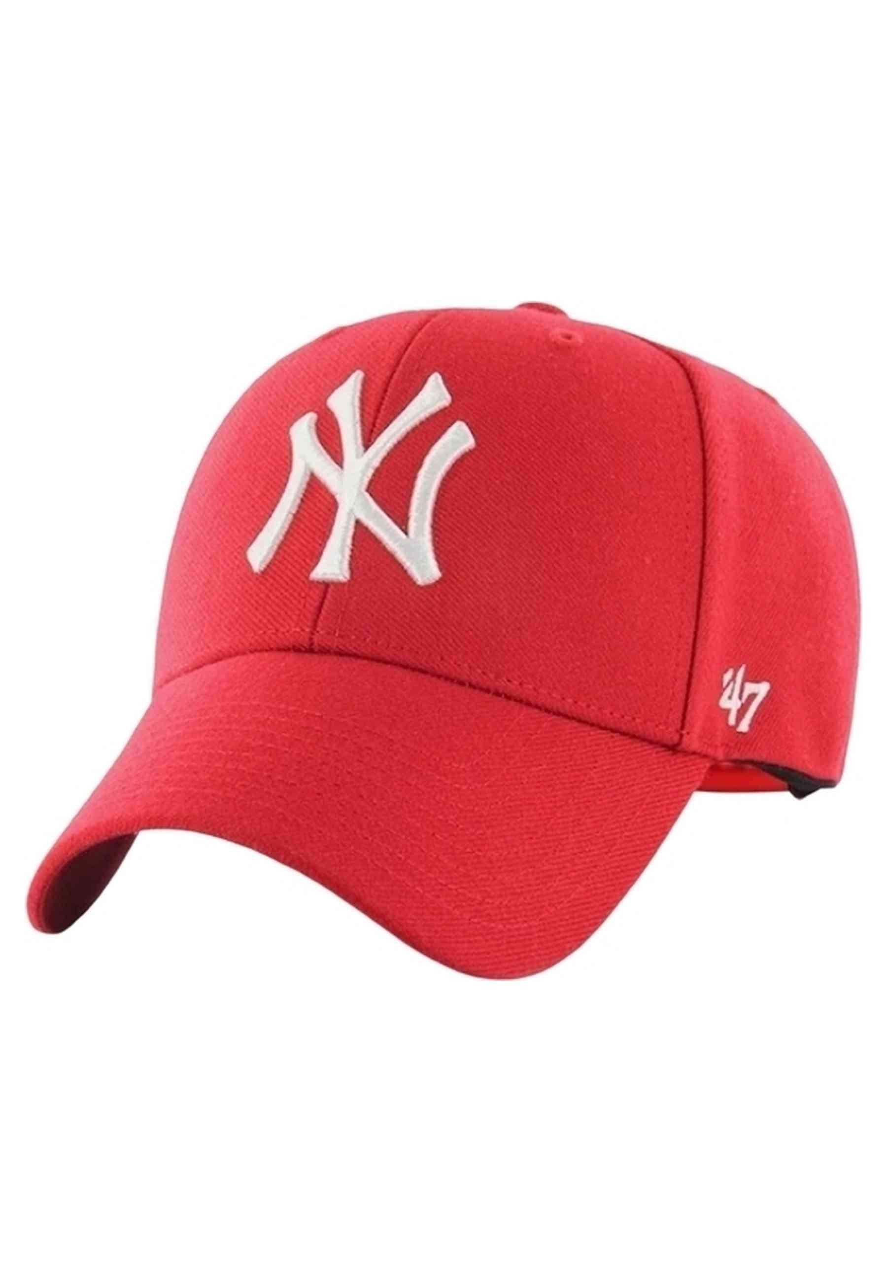 GORRA 47 BRAND ROJA BORDADO YANKEEES FRENTE VISERA CURVA