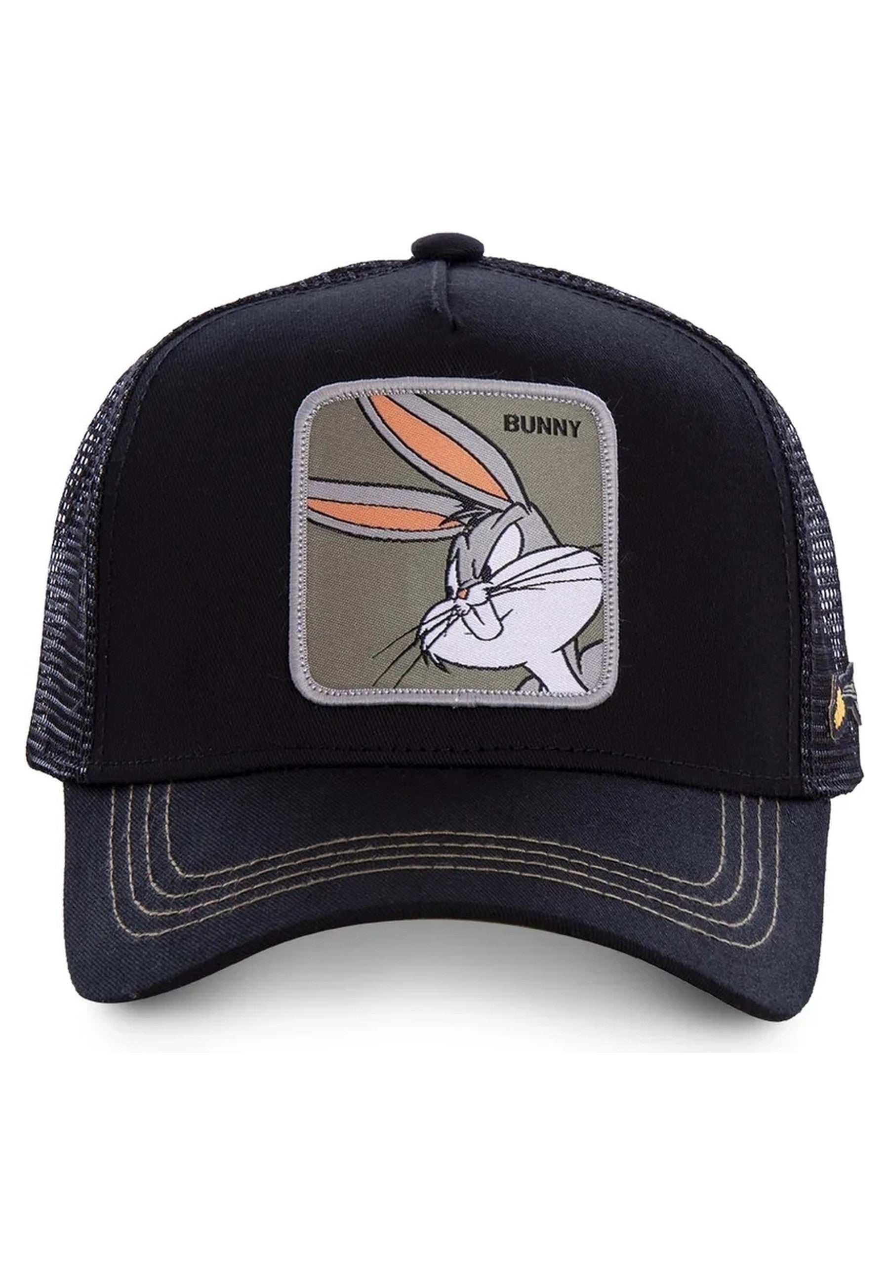 GORRA CAPSLABS NEGRA BUGS BUNNY BORDADO FRENTE VISERA CURVA