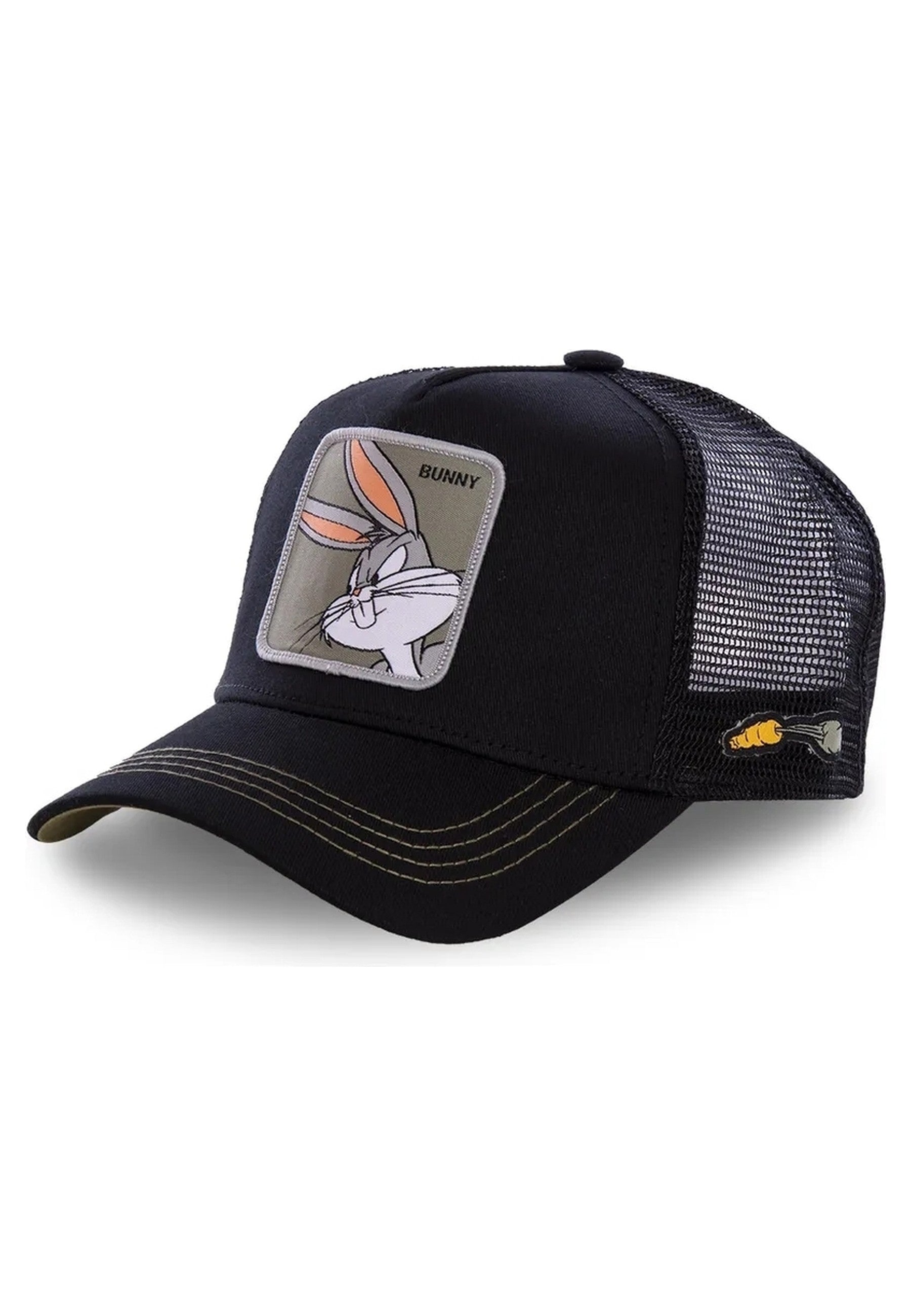 GORRA CAPSLABS NEGRA BUGS BUNNY BORDADO FRENTE VISERA CURVA