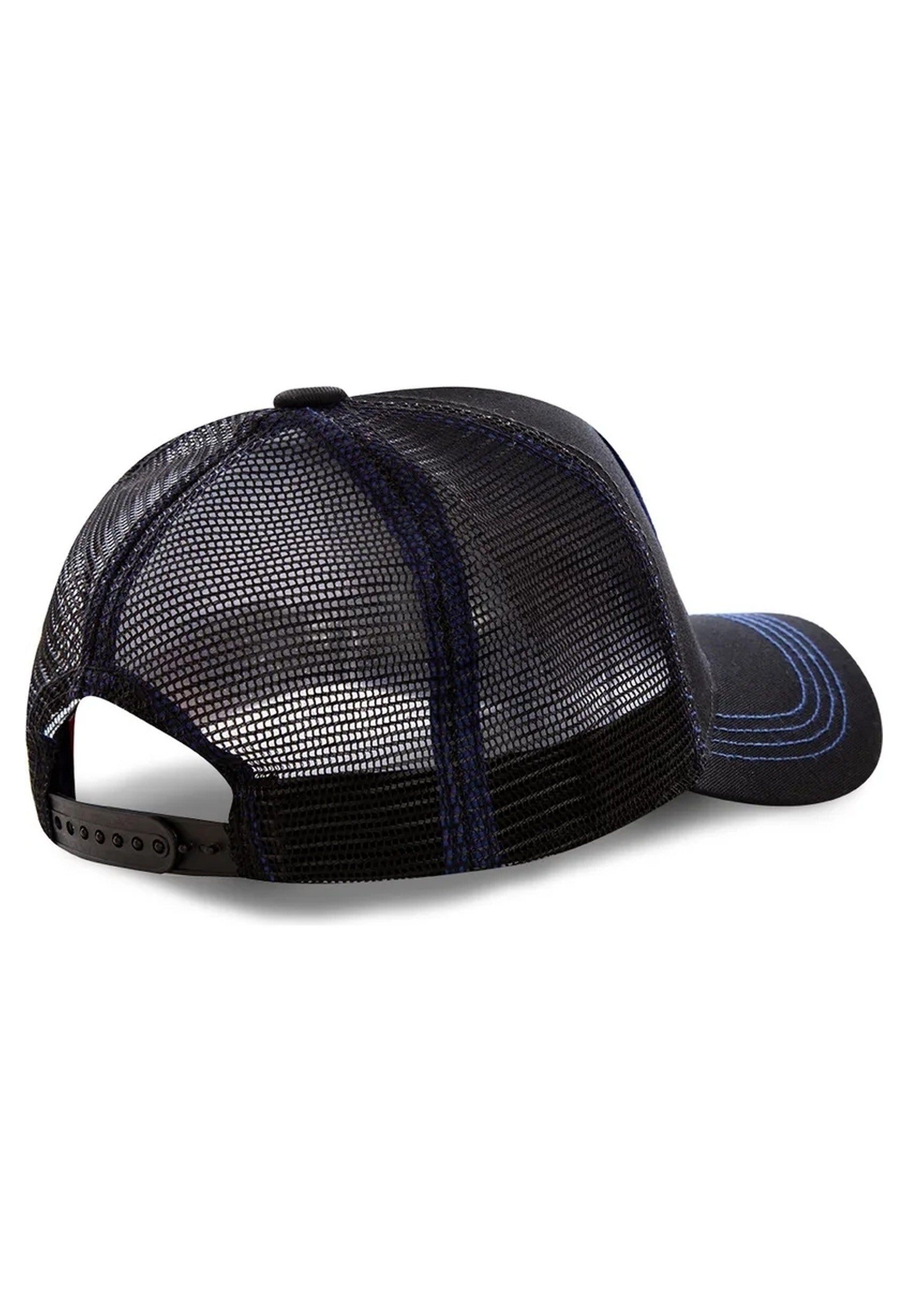 GORRA COLLAB NEGRA CORRECAMINOS BORDADO FRENTE TRUCKER VISERA CURVA