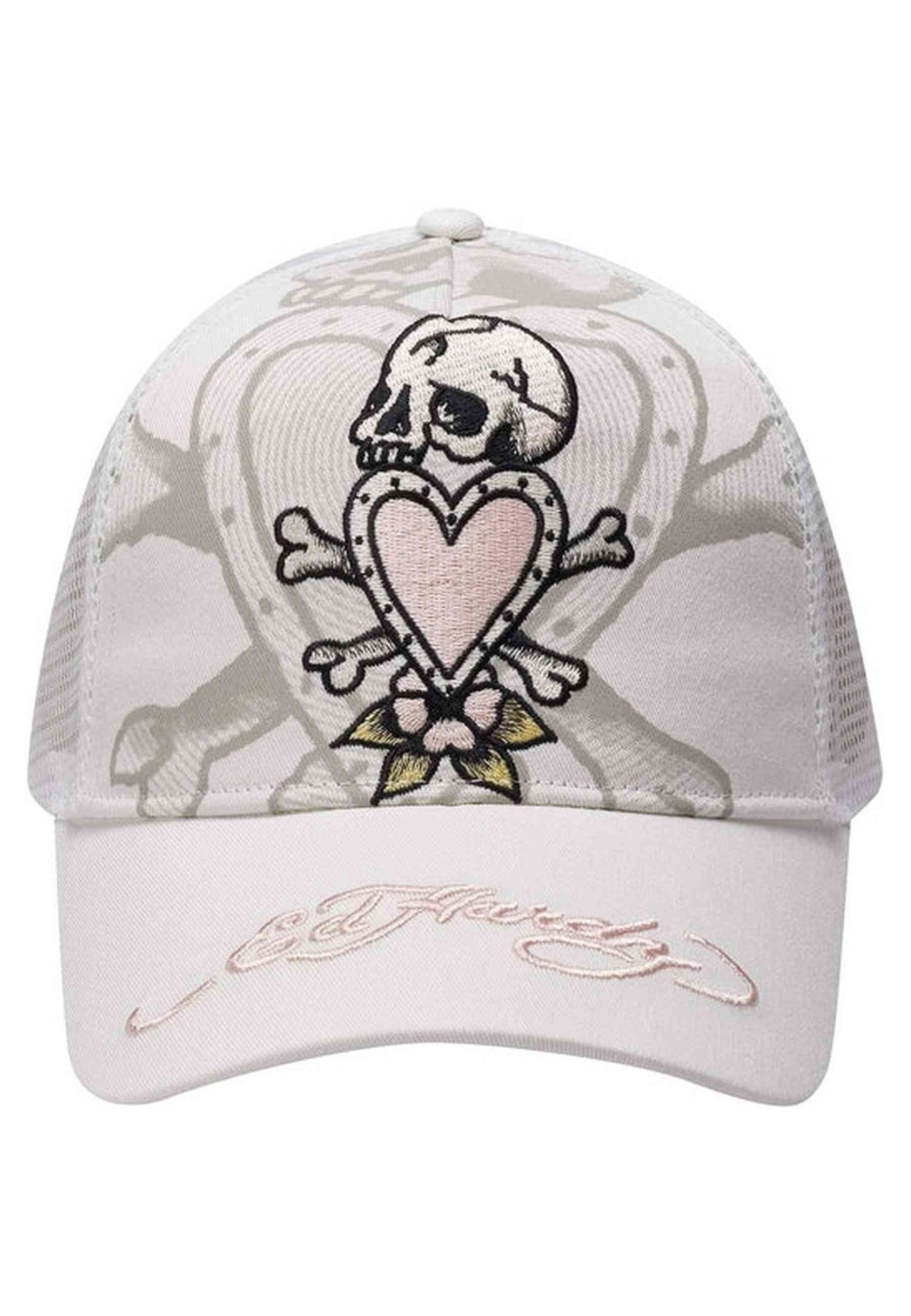 GORRA ED HARDY BLANCA DEATH BEFORE TWILL FRONT MESH TRUCKER CAP