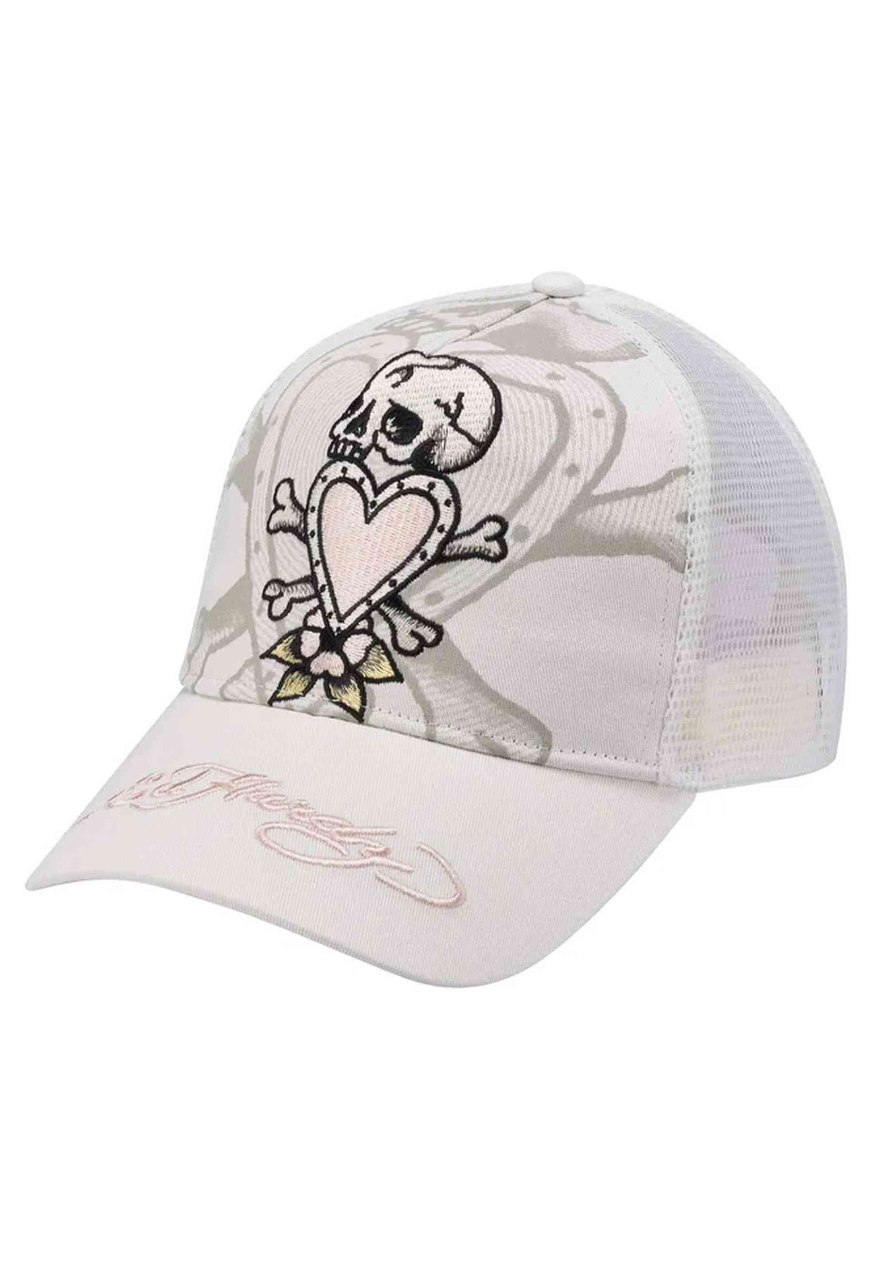 GORRA ED HARDY BLANCA DEATH BEFORE TWILL FRONT MESH TRUCKER CAP