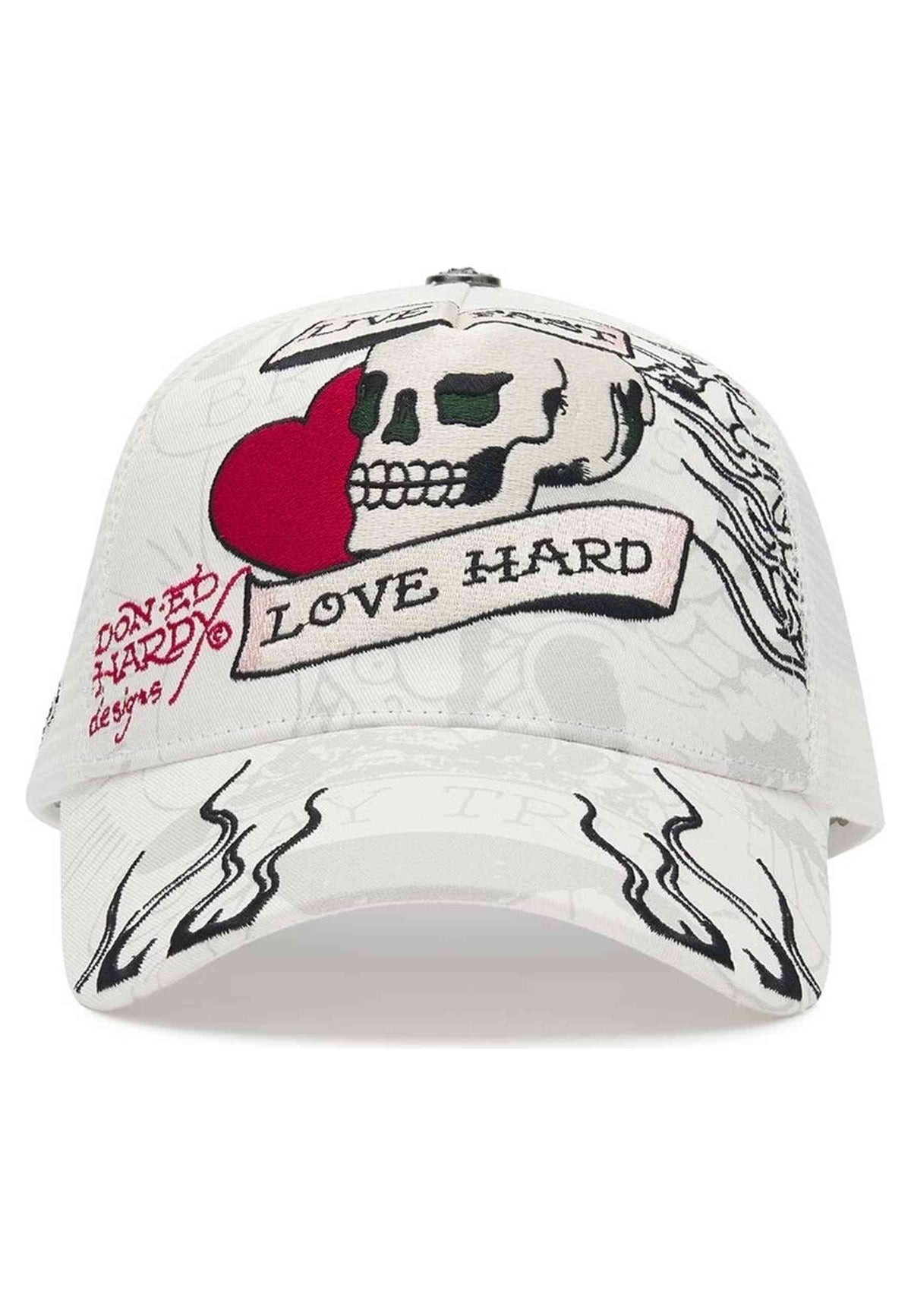 GORRA ED HARDY BLANCA LIVE FAST LOVE HARD 5 PANEL TRUCKER CAP