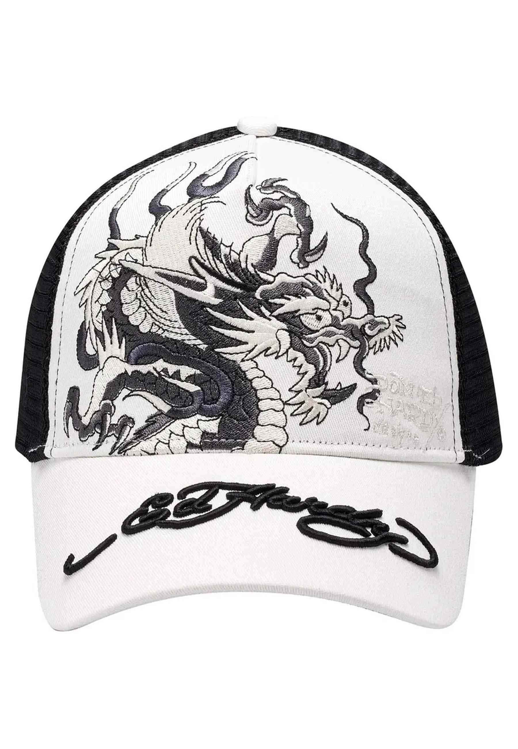 GORRA ED HARDY BLANCA MONO GIANT DRAGON FRONT MESH TRUCKER