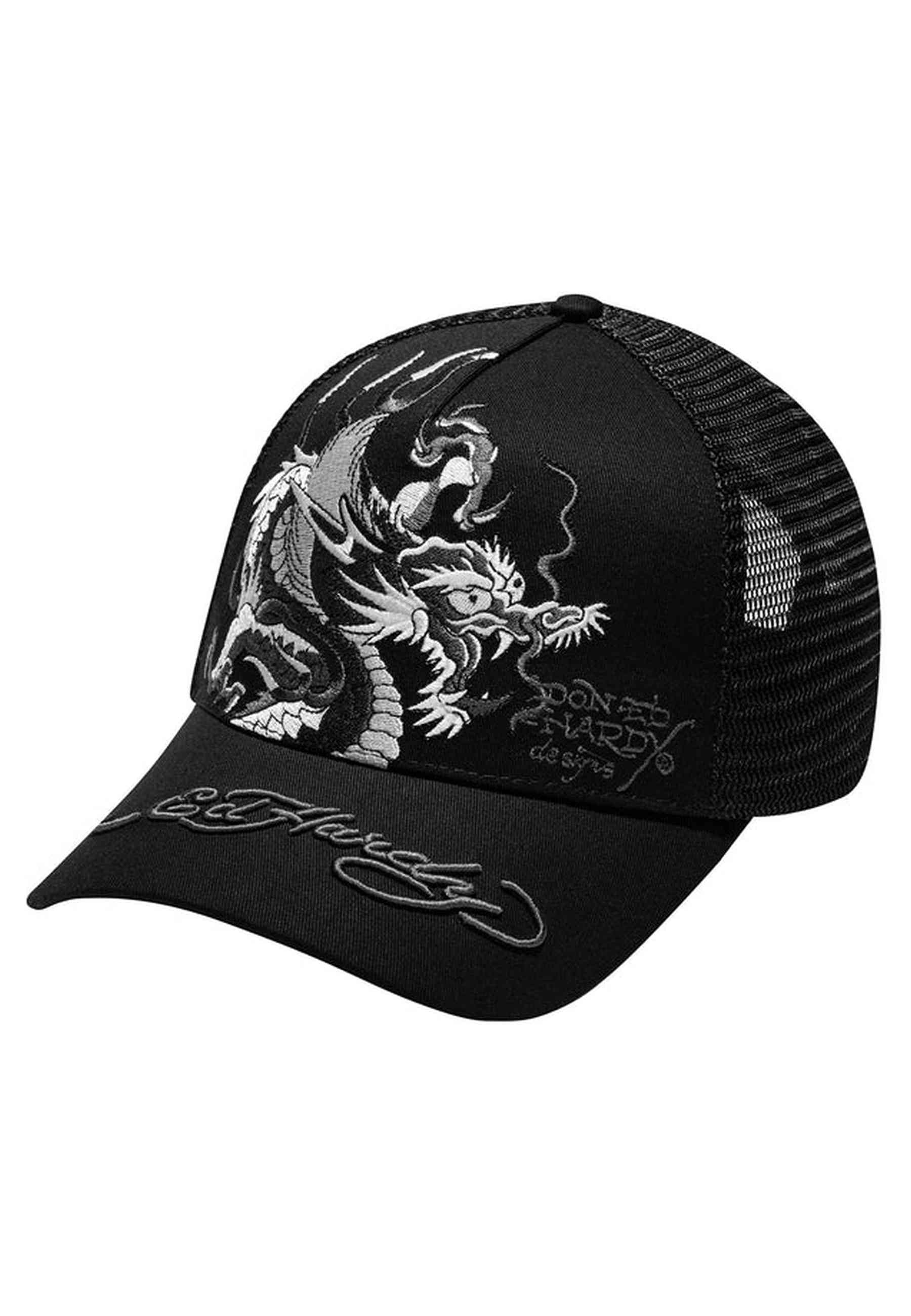 GORRA ED HARDY NEGRA MONO GIANT DRAGON TWILL FRONT MESH TRUCKER