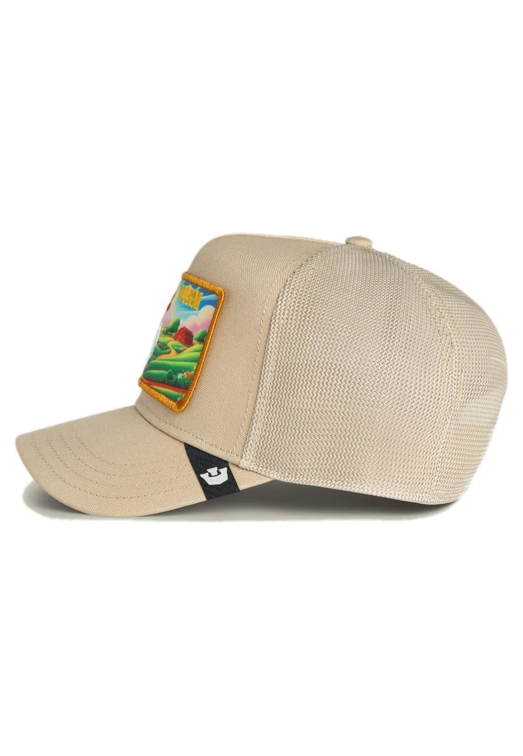 GORRA GOORIN BROS BEIGE GALLINA GREENER GRASS GET THAT WORM TRUCKER CAP