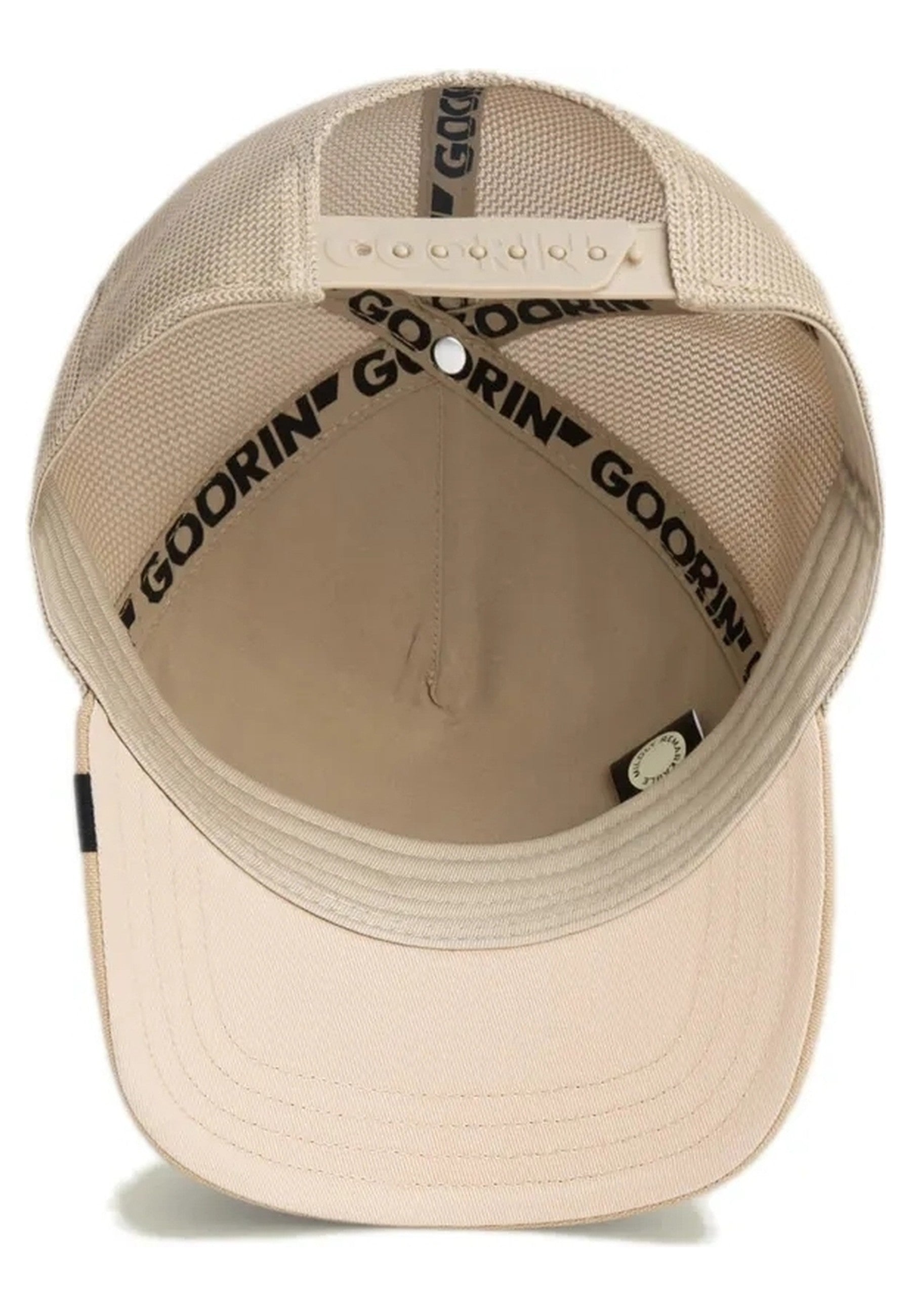 GORRA GOORIN BROS BEIGE GALLINA GREENER GRASS GET THAT WORM TRUCKER CAP