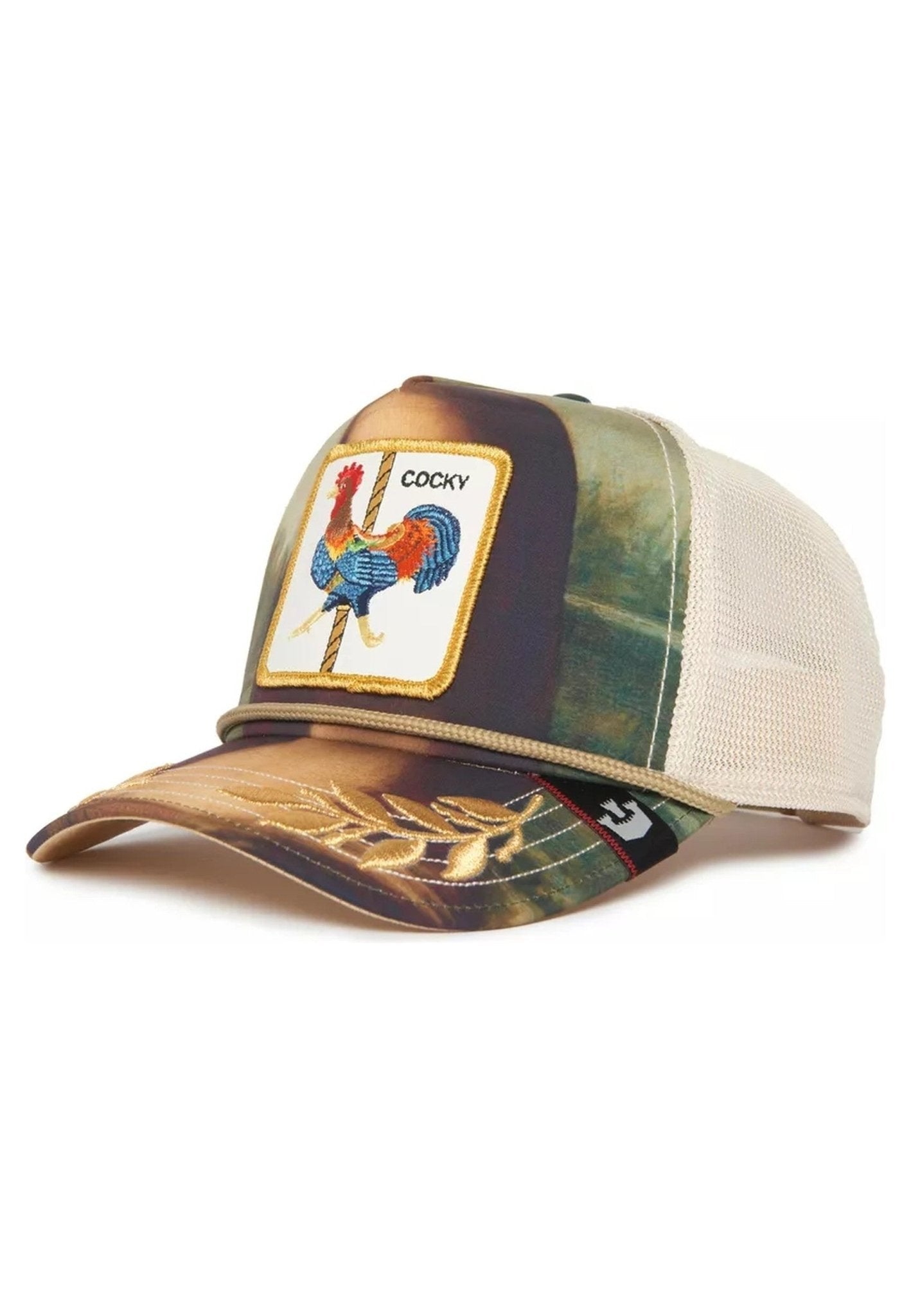 GORRA GOORIN BROS BEIGE GALLO SICUT MENTULA GIOCONDA TRUCKER CAP - AREA ZERO