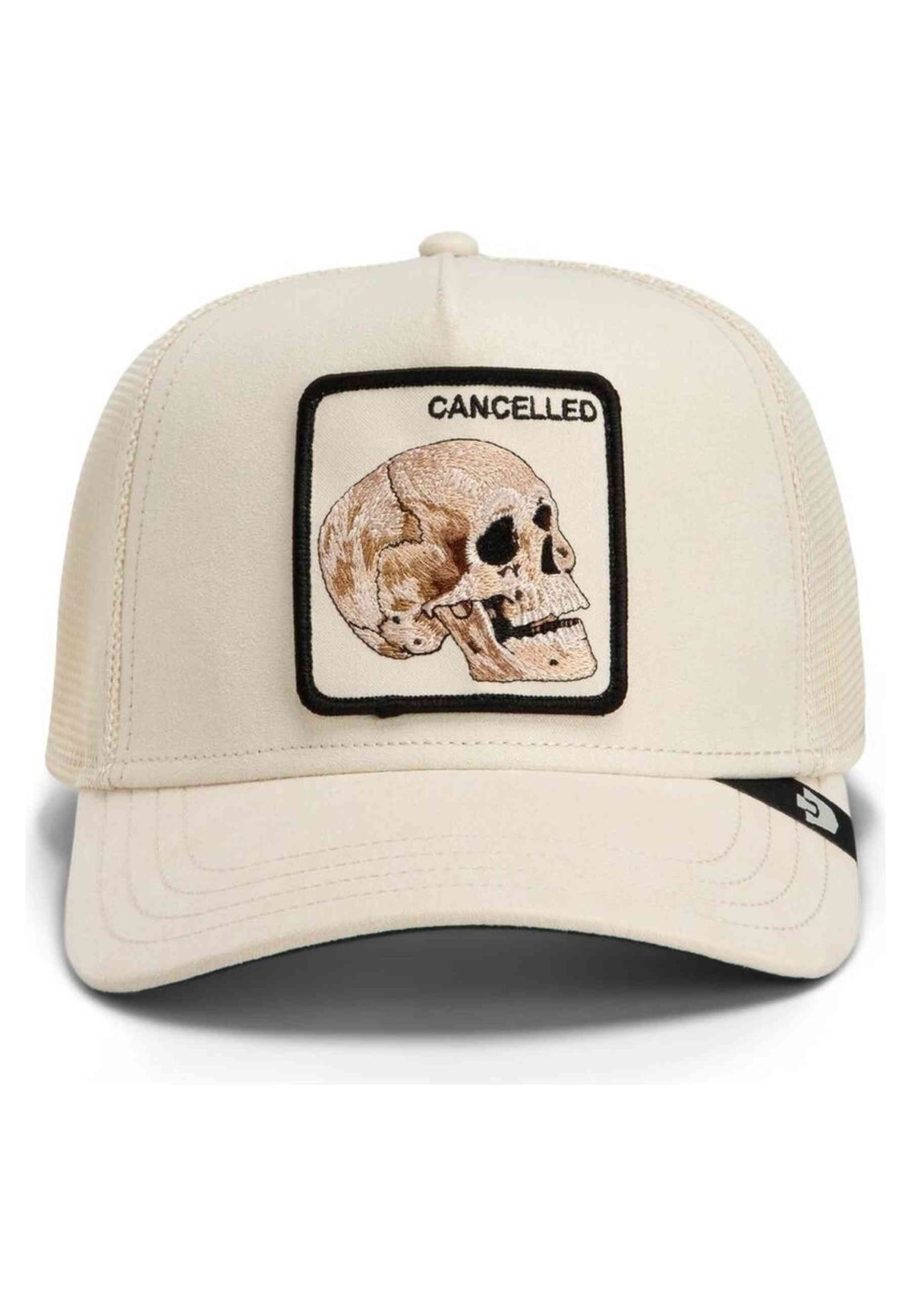 GORRA GOORIN BROS BLANCA CALAVERA SUEDE CANCELLED SKULL TRUCKER CAP