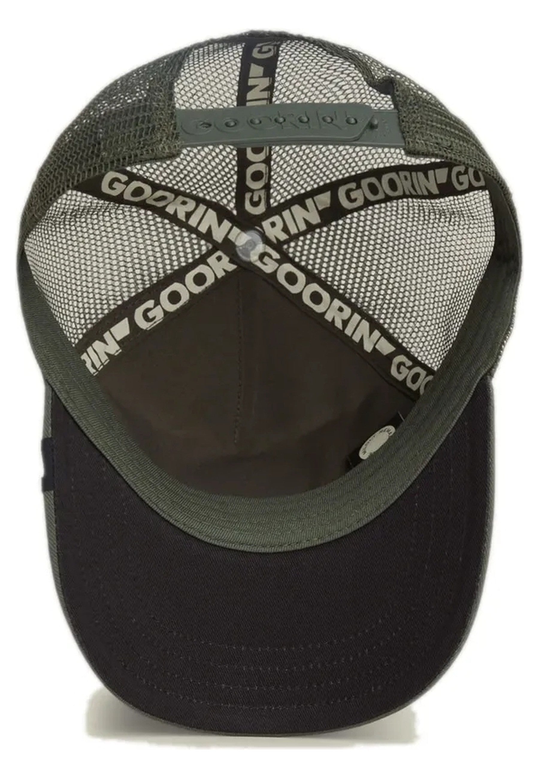 GORRA GOORIN BROS VERDE PANTERA BORDADA FRENTE VISERA CURVA