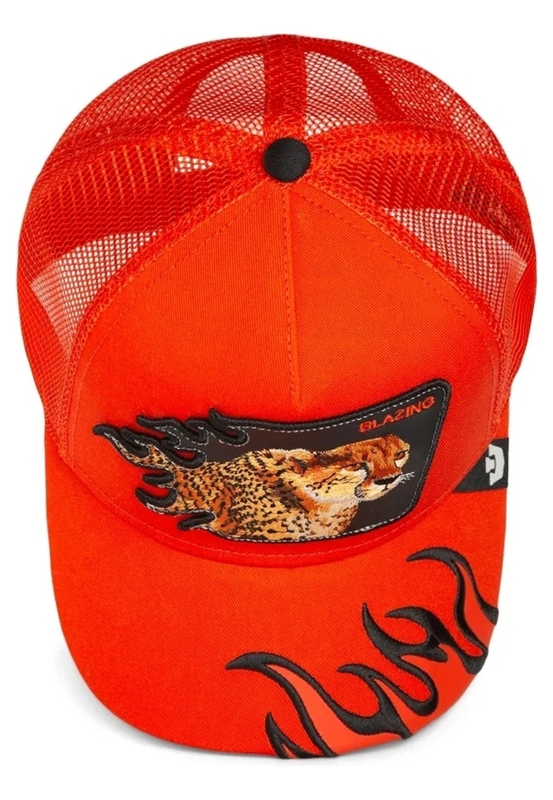GORRA GOORIN ROJA LLAMAS LEOPARDO BLAZING FLAMES TRUCKER CAP
