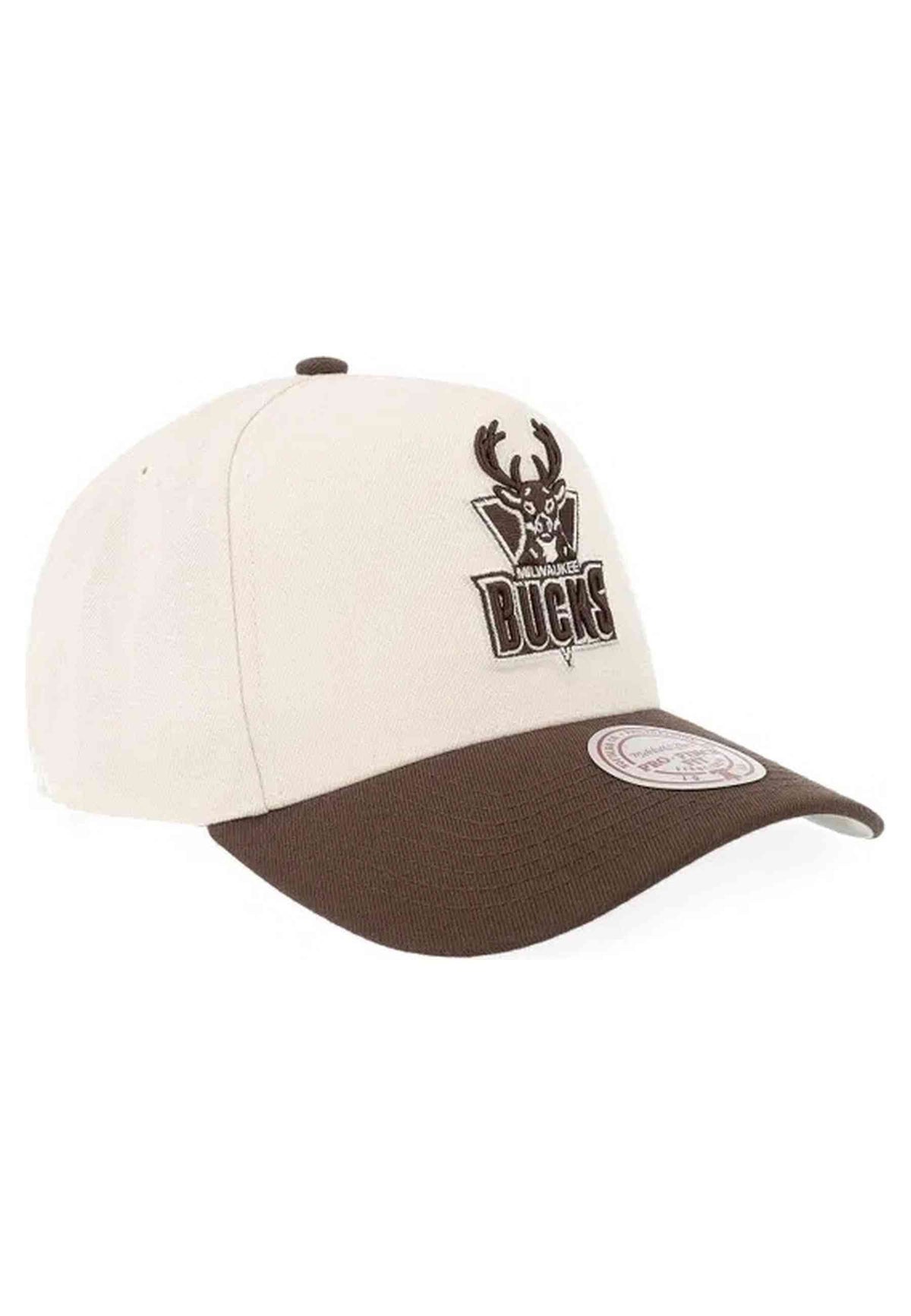 GORRA MITCHELL & NESS CRUDA MILWAUKEE BUCKS BROWN & CREAM PRO SNAPBACK