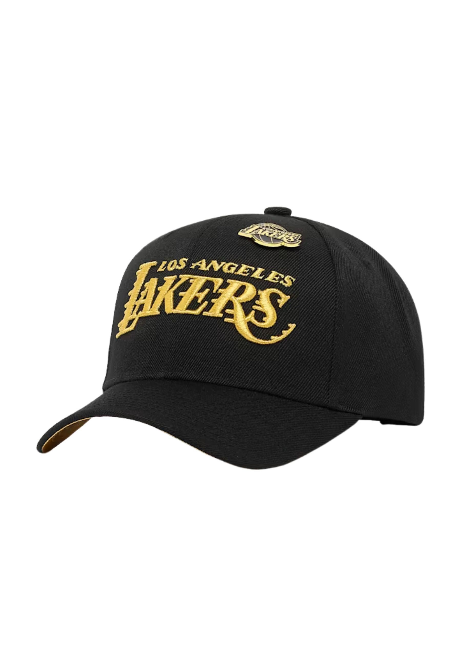 GORRA MITCHELL & NESS NEGRA LAKERS PINED GOLD PRO