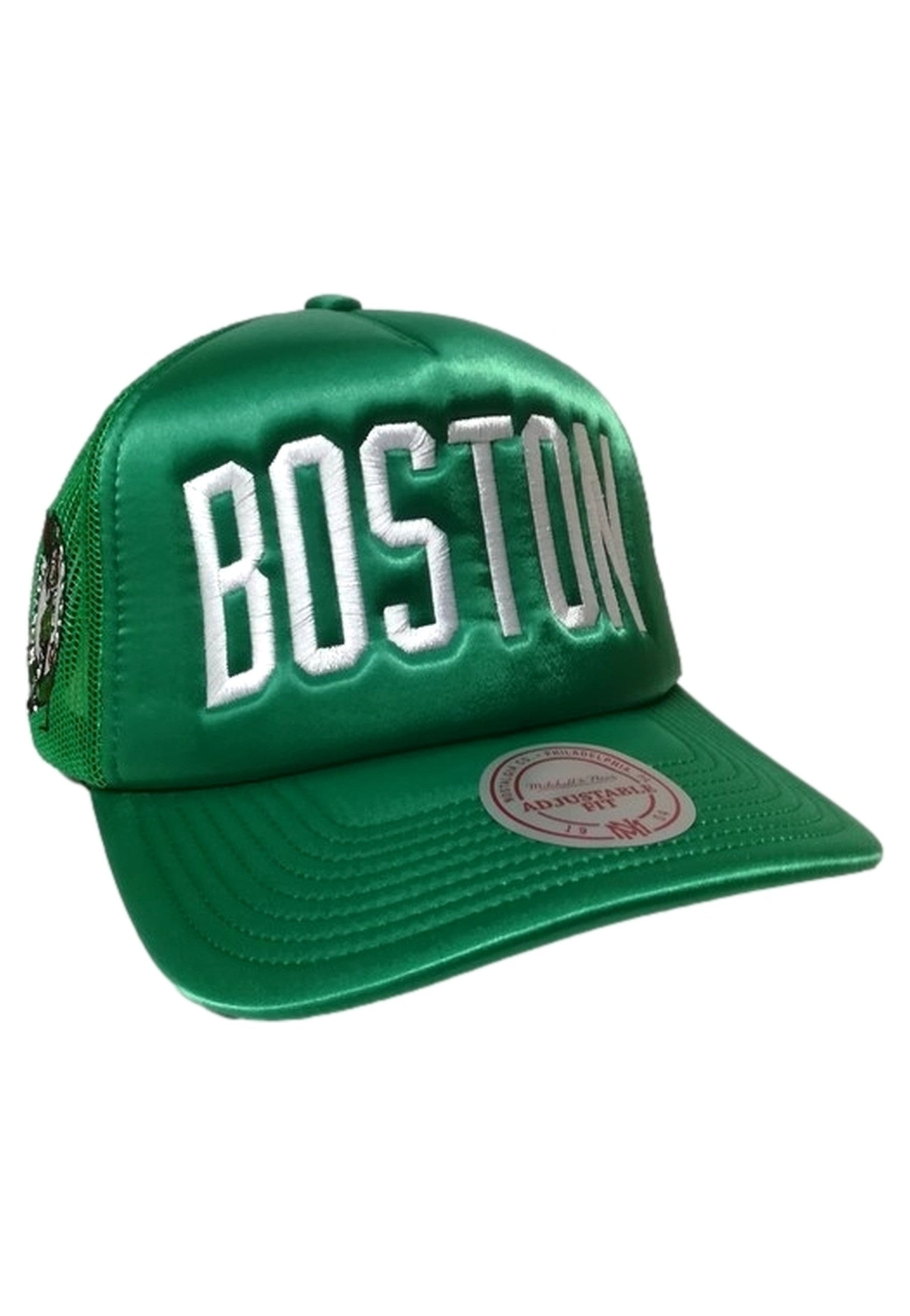 GORRA MITCHELL & NESS VERDE CELTICS SATIN TRUCKER FLAT CAP